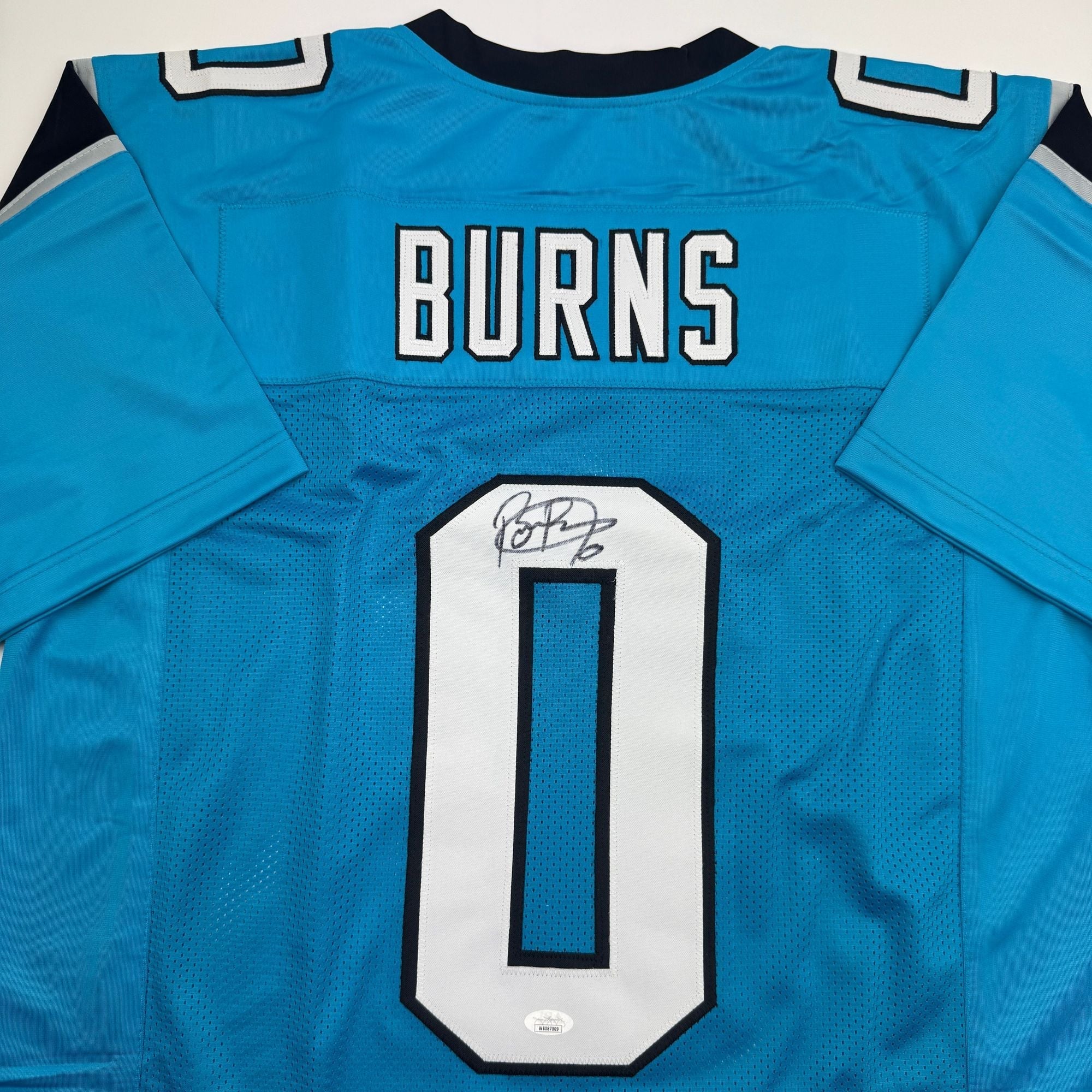 Autographed/Signed Brian Burns Carolina Blue Football Jersey JSA COA