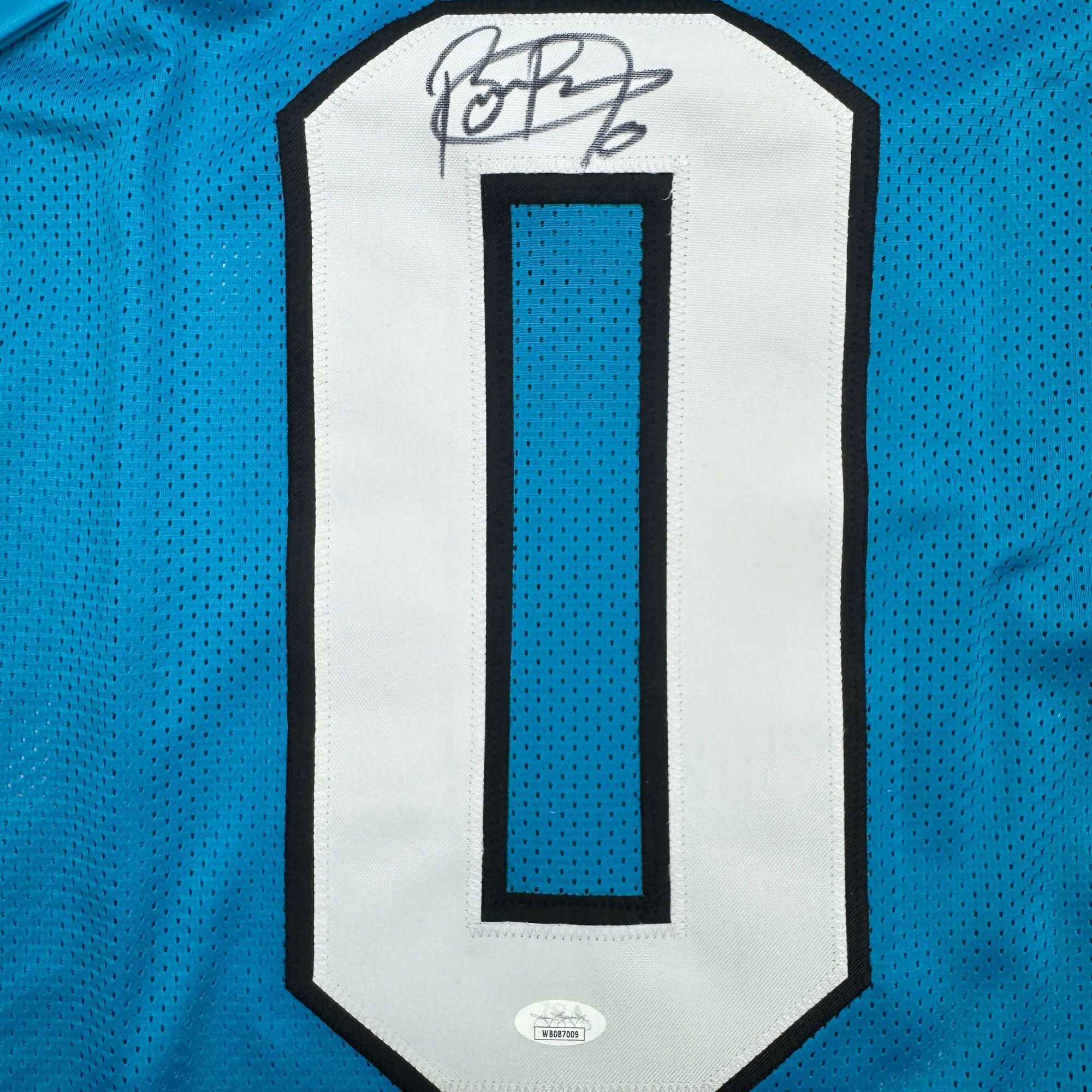 Autographed/Signed Brian Burns Carolina Blue Football Jersey JSA COA