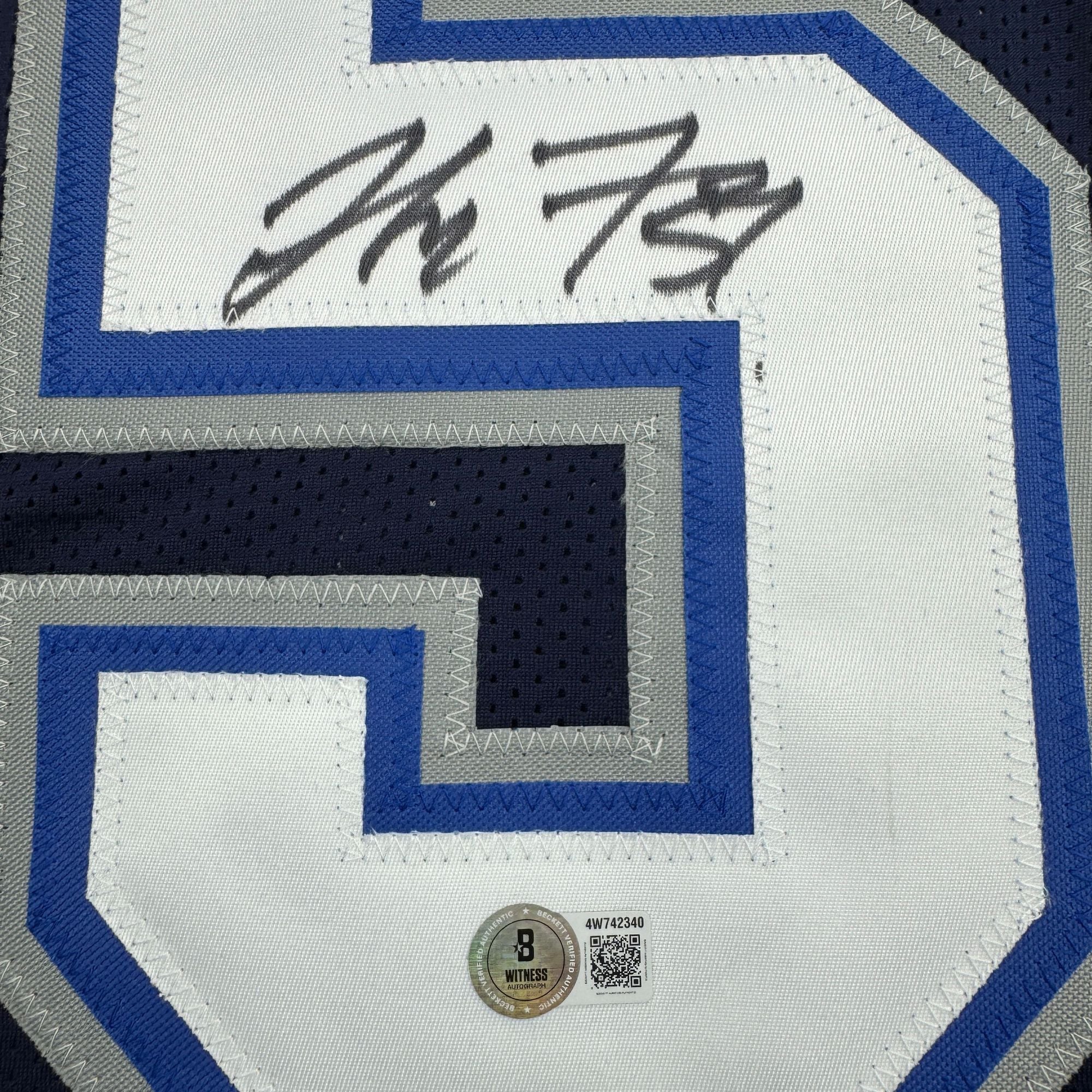 Autographed/Signed London Fletcher Buffalo Blue Football Jersey Beckett COA