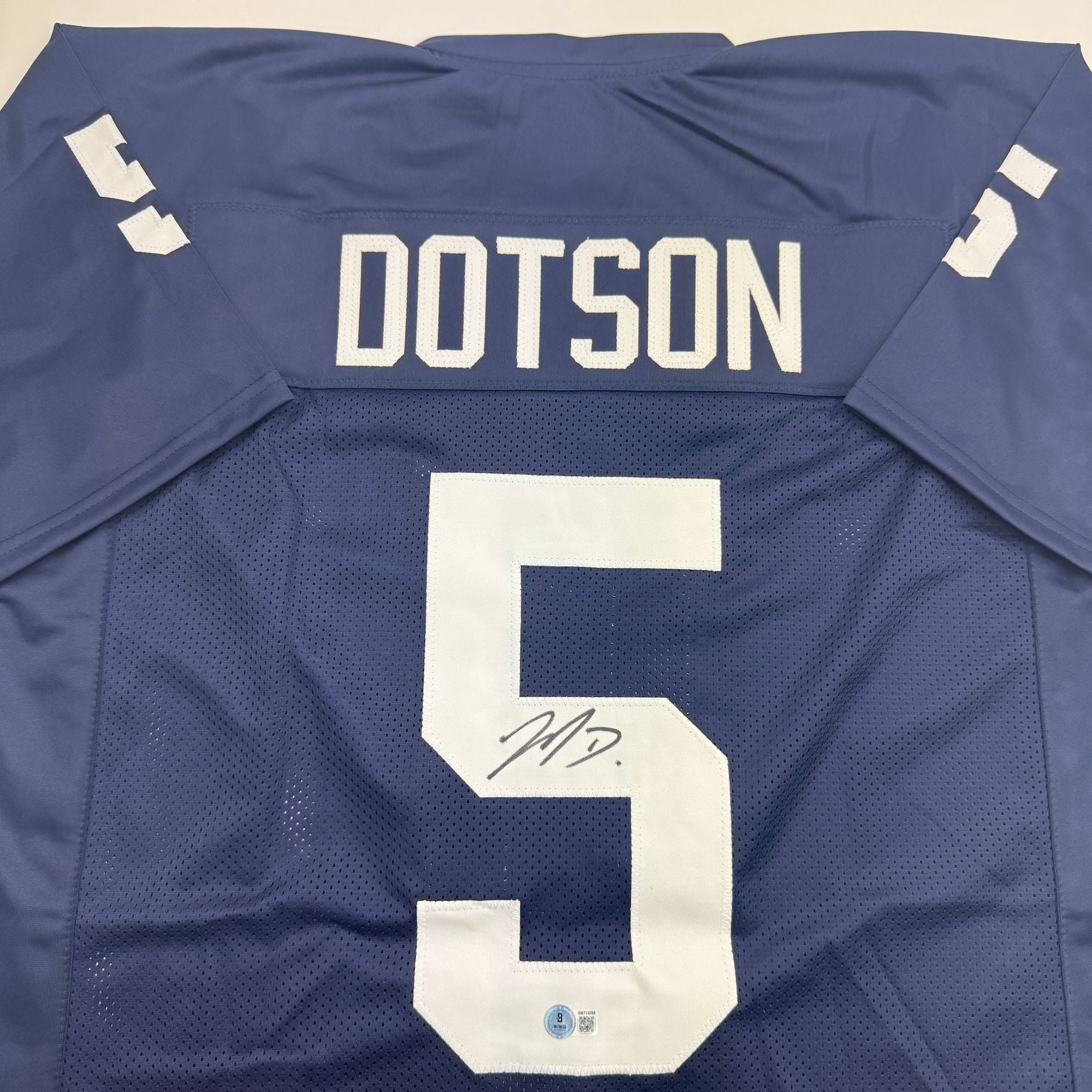Autographed/Signed Jahan Dotson Penn State Blue College Football Jersey Beckett BAS COA