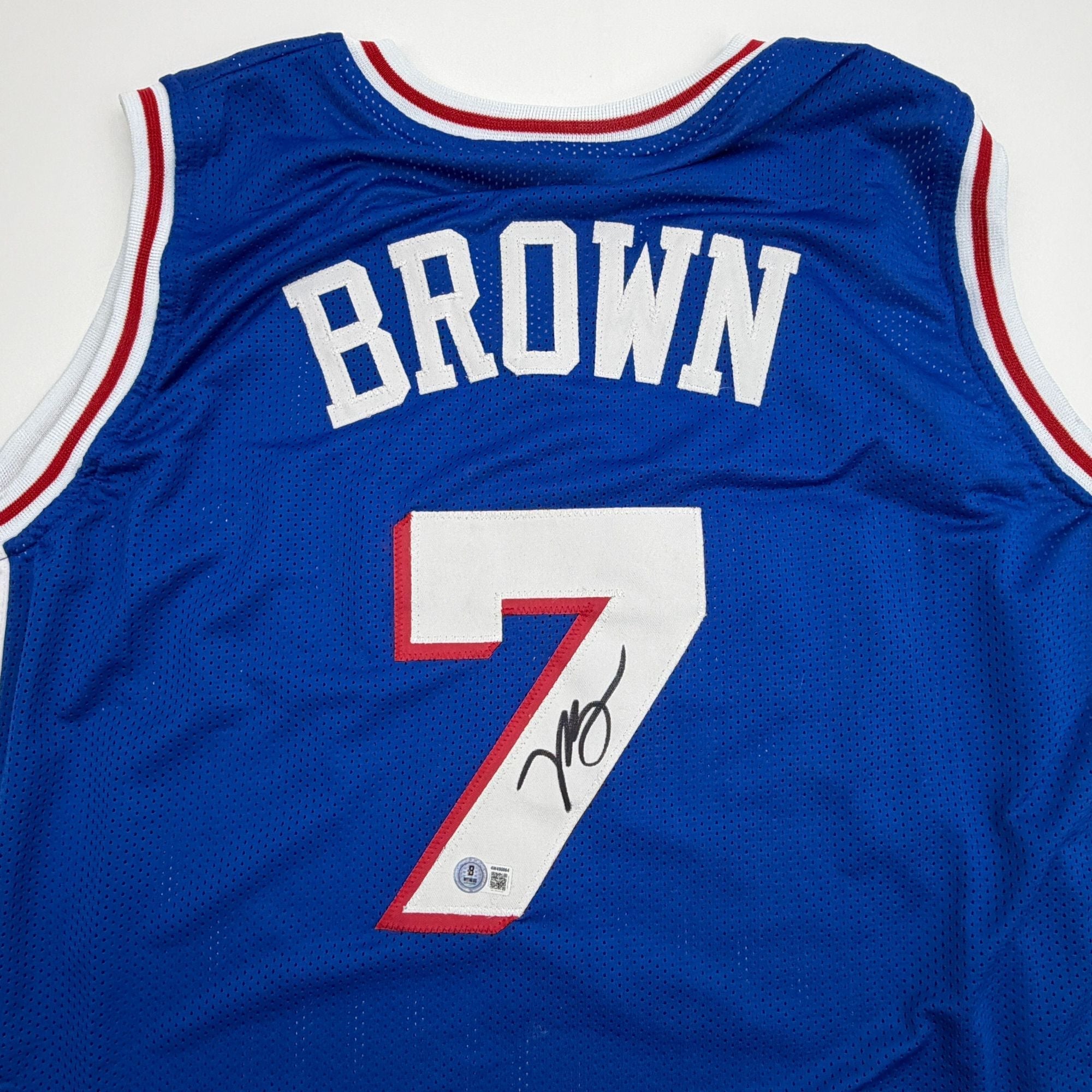 Autographed/Signed Jaylen Brown Philadelphia 76ers Blue Basketball Jersey Beckett BAS COA