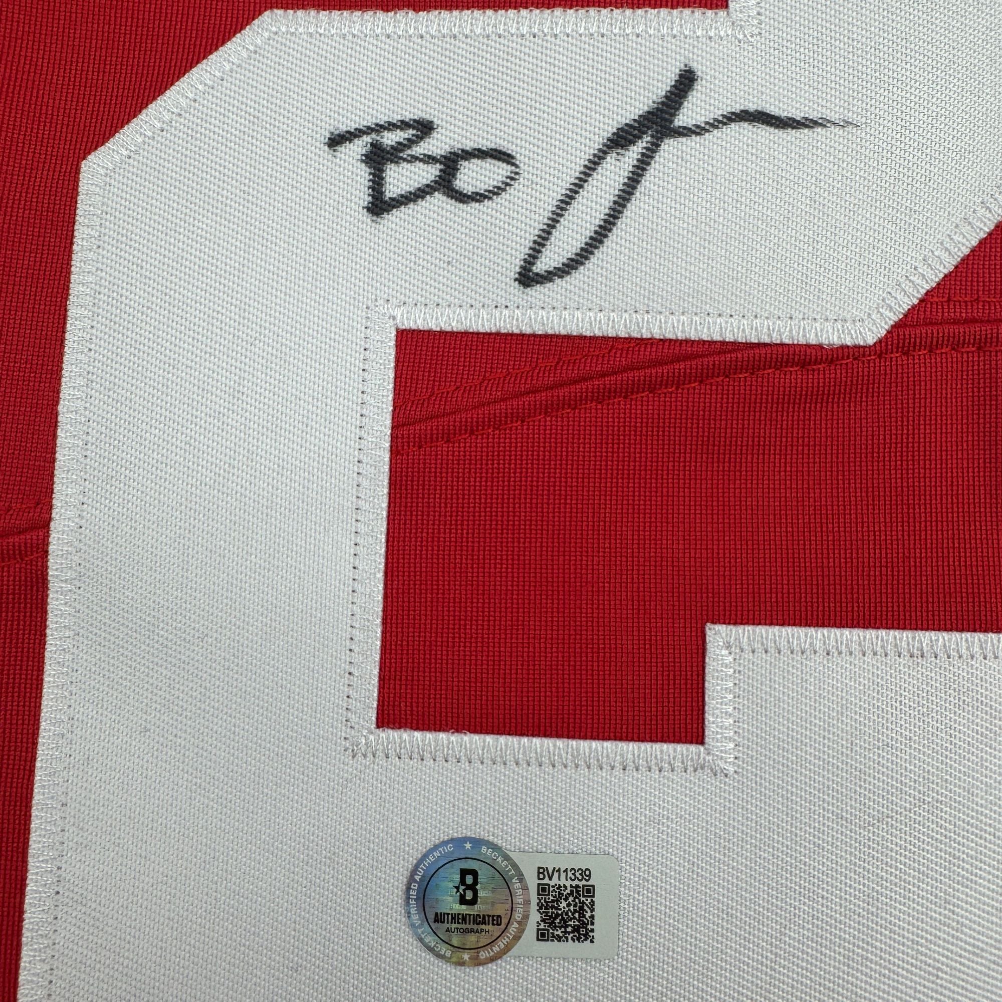 Autographed/Signed Lamar Bo Jackson Ohio State Red College Football Jersey Beckett BAS COA