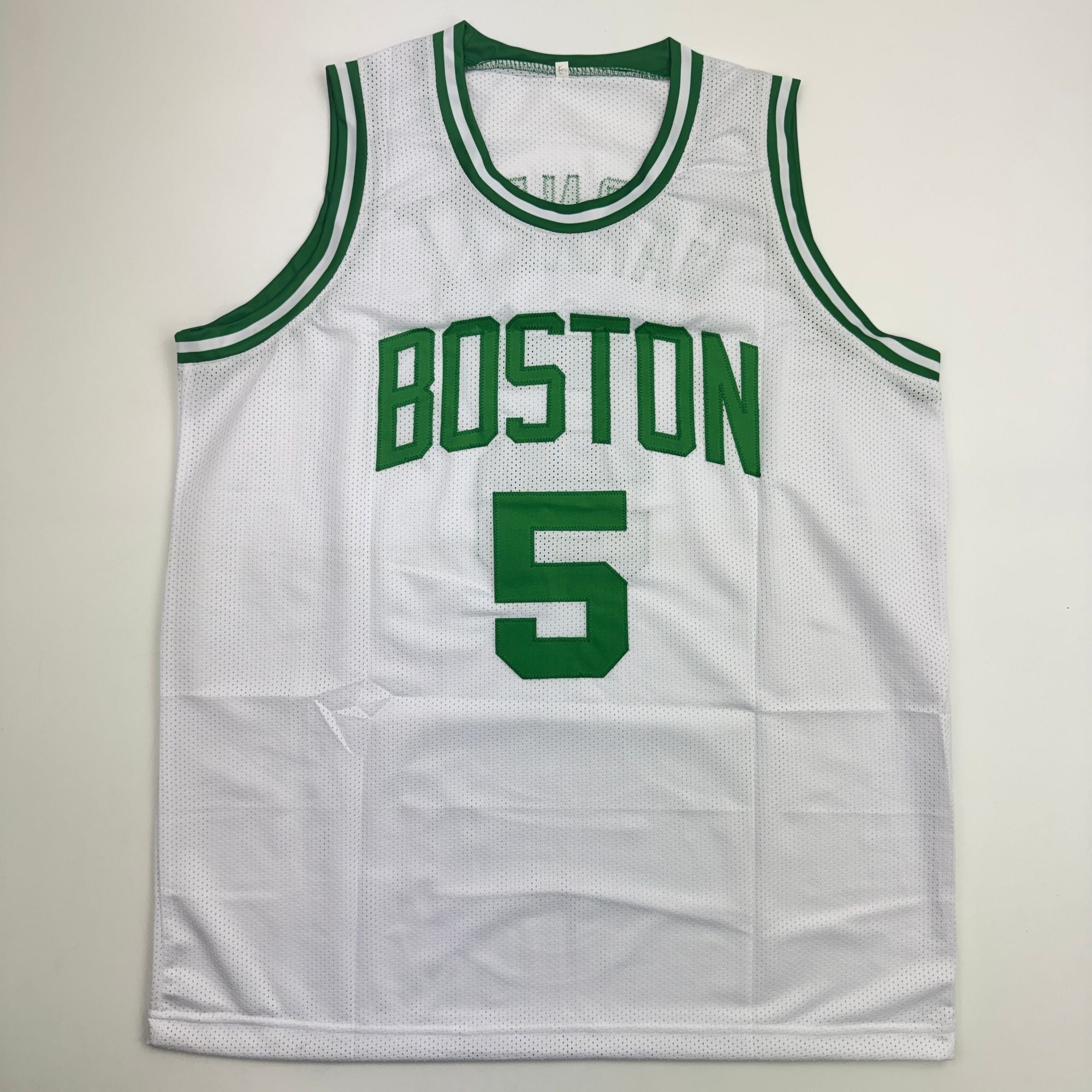 Autographed/Signed Kevin Garnett Boston White Basketball Jersey Beckett BAS COA