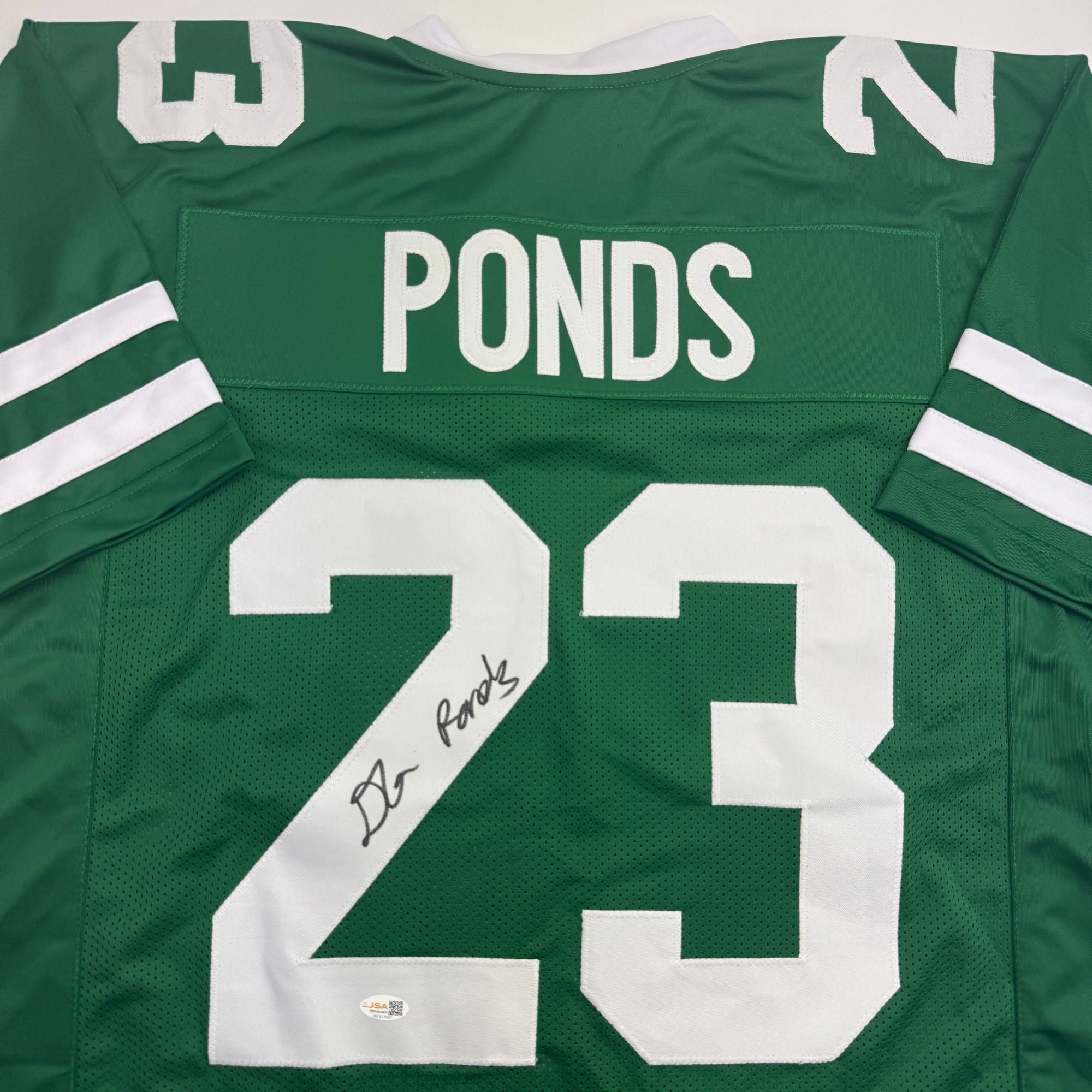 Autographed/Signed D'Angelo Ponds New York Green Football Jersey JSA COA