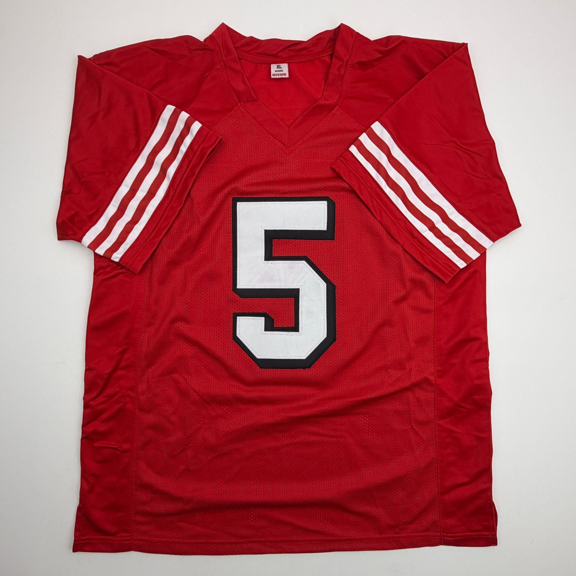 Autographed/Signed Trey Lance San Francisco Red Alternate Football Jersey Beckett BAS COA