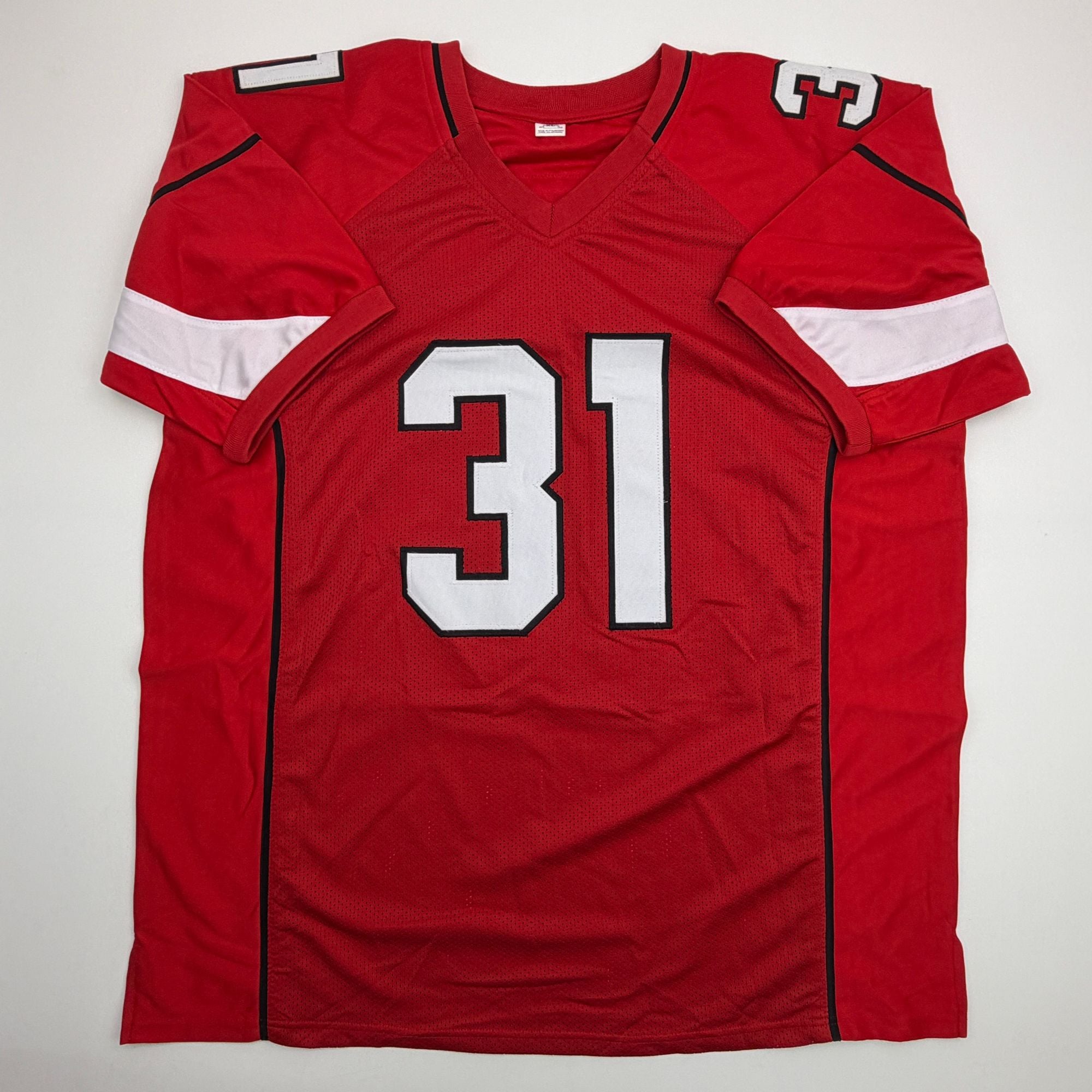 Autographed/Signed David Johnson Arizona Red Football Jersey Beckett BAS COA