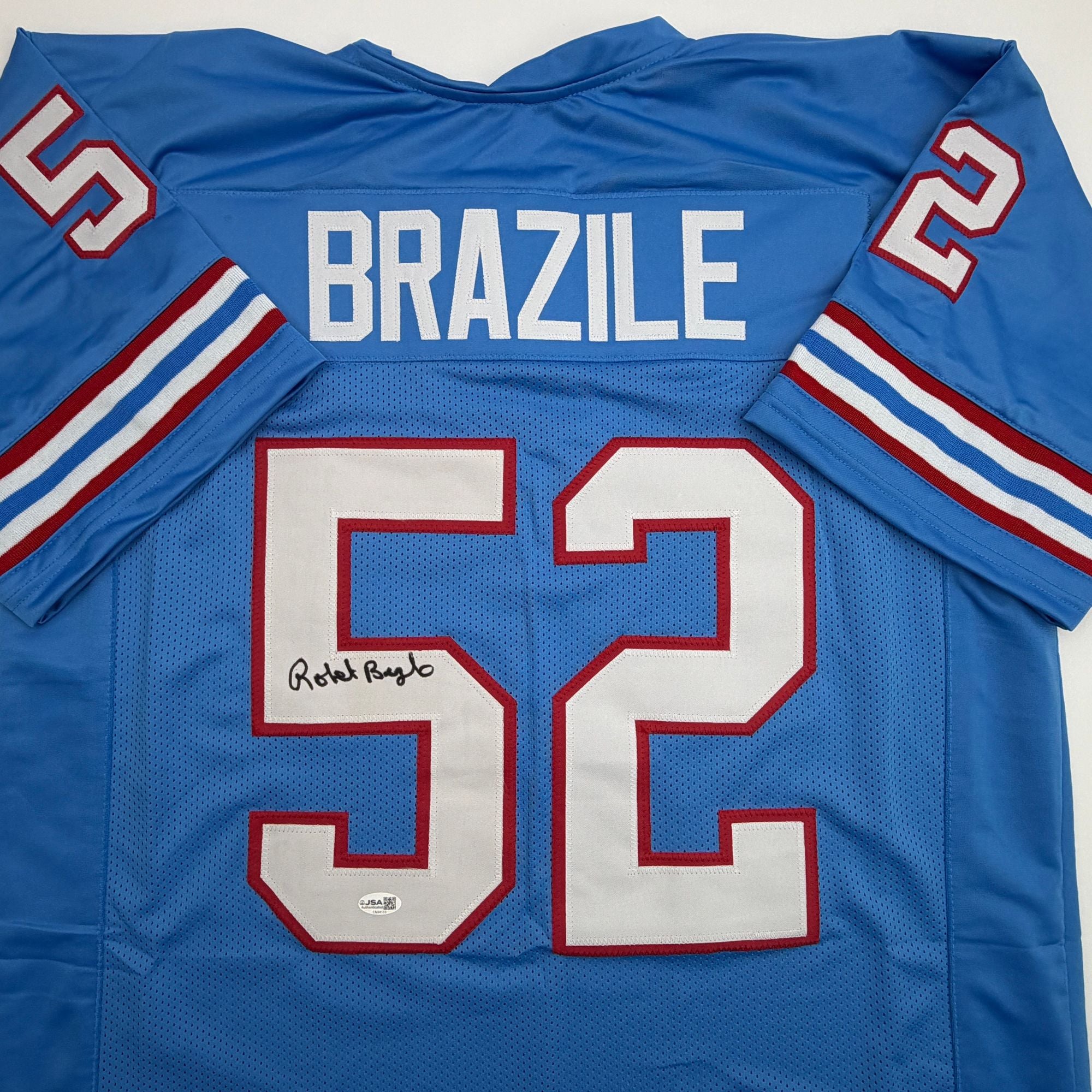 Autographed/Signed Robert Brazile Houston Blue Football Jersey JSA COA