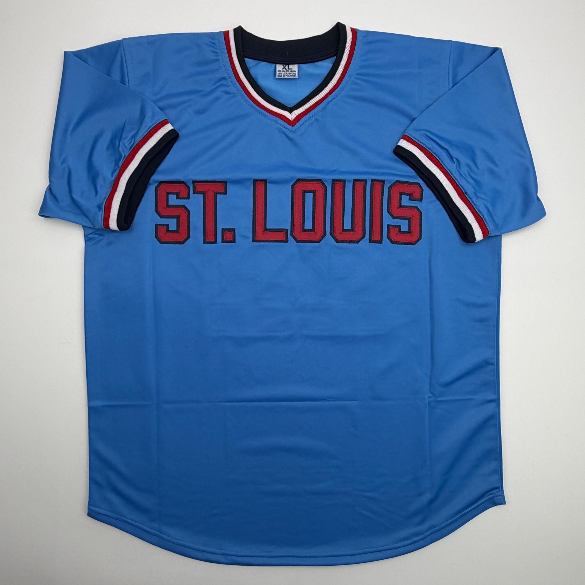 Autographed/Signed Jack Clark St. Louis Blue Baseball Jersey Beckett BAS COA