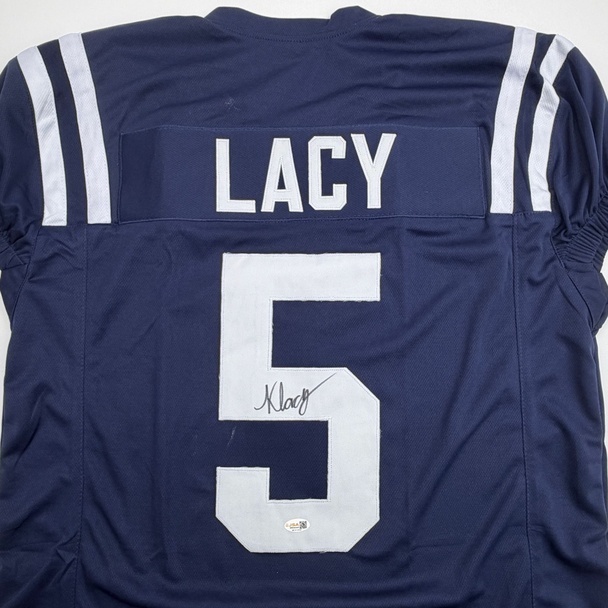 Autographed/Signed Kewan Lacy Ole Miss Blue College Football Jersey JSA COA