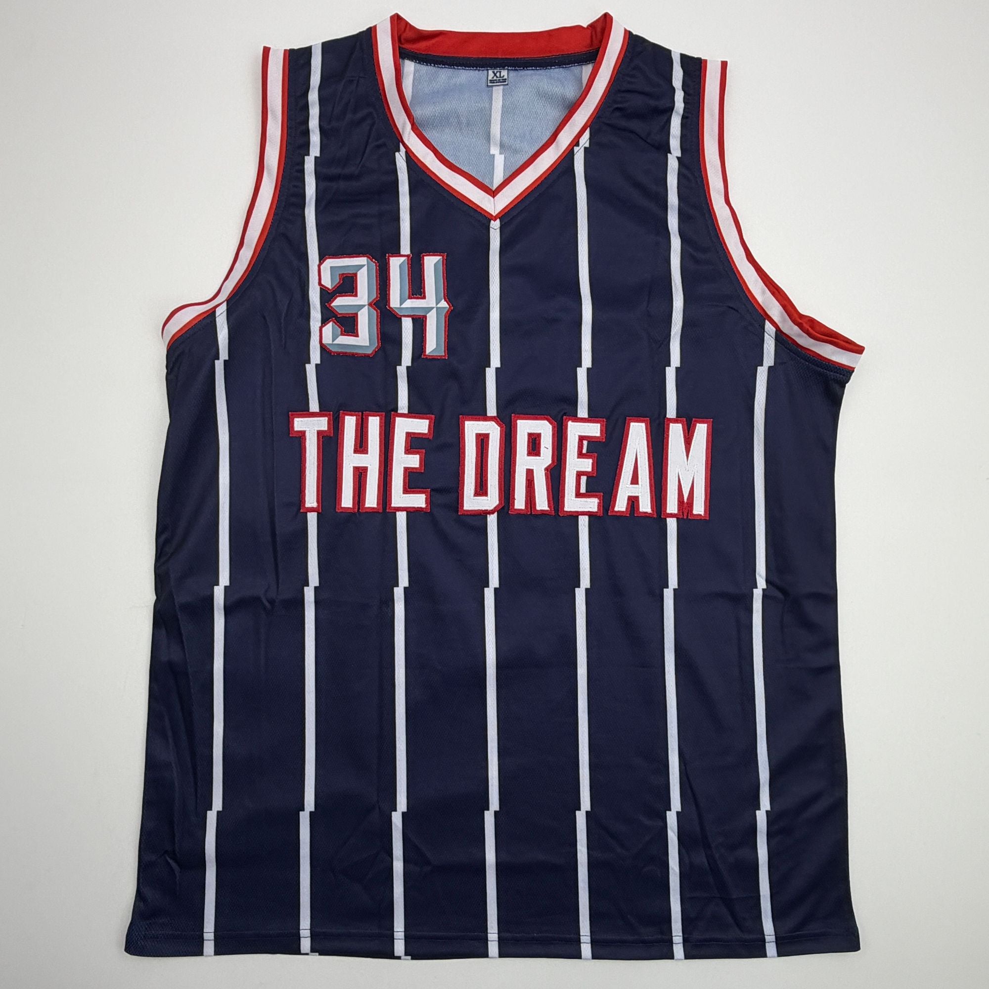 Autographed/Signed Hakeem Olajuwon Houston Blue Basketball Jersey JSA COA
