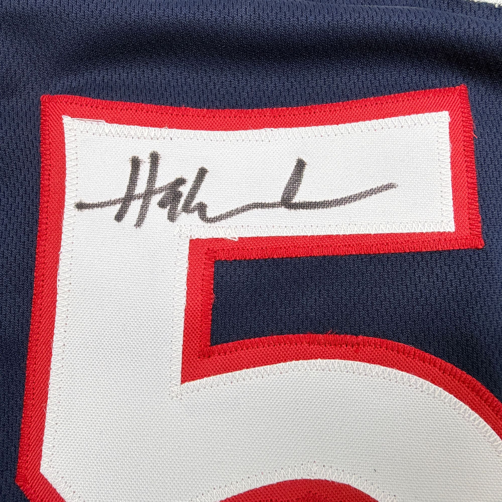 Autographed/Signed Hakeem Olajuwon United States USA Olympics Blue Basketball Jersey JSA COA