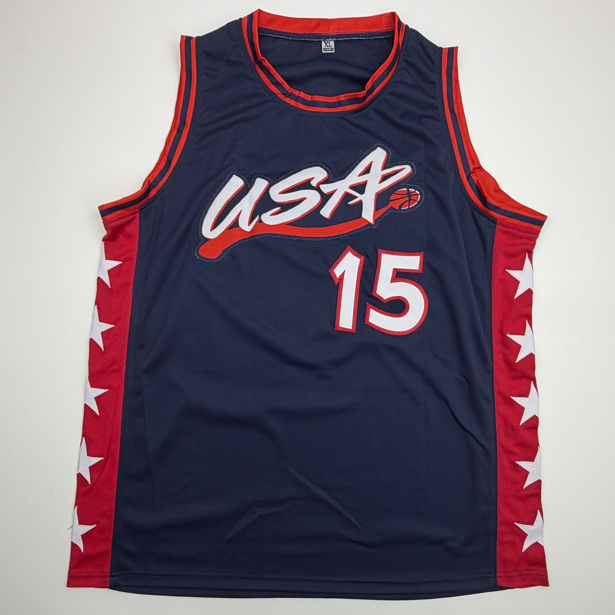 Autographed/Signed Hakeem Olajuwon United States USA Olympics Blue Basketball Jersey JSA COA