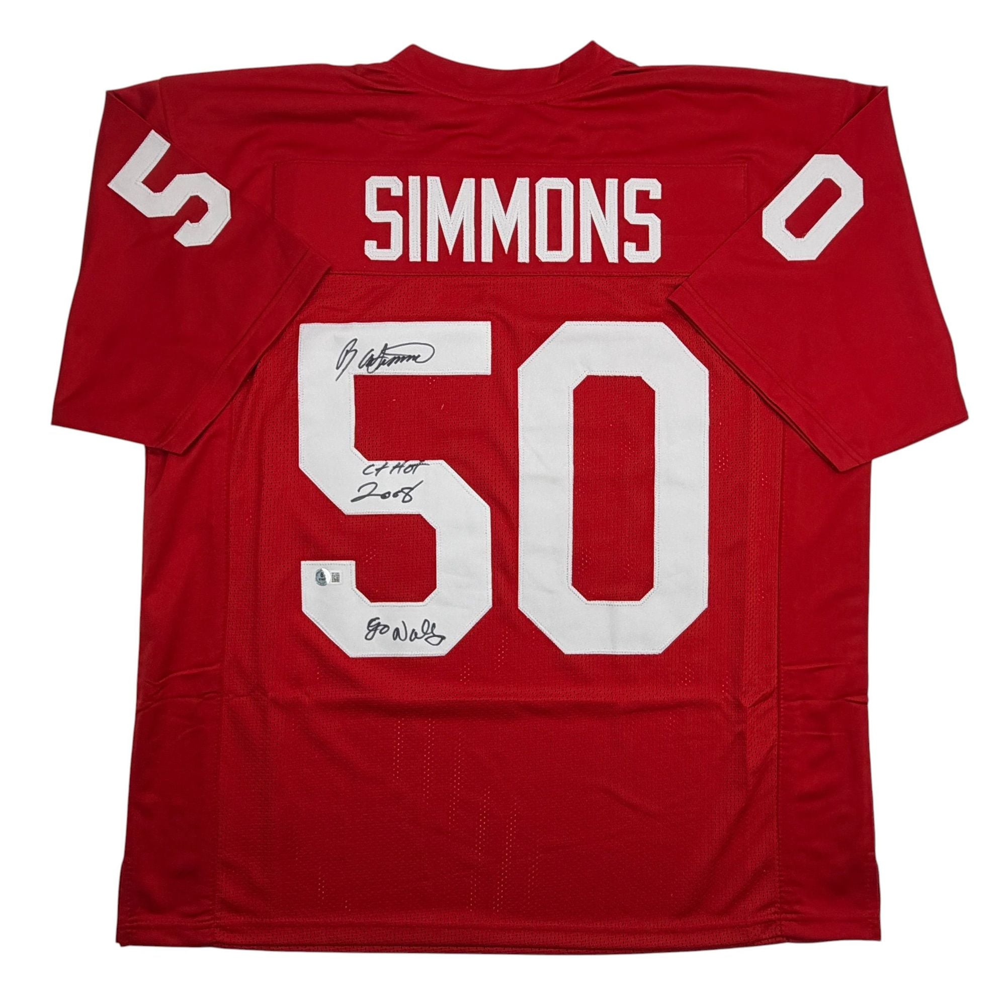 Autographed/Signed Ron Simmons Florida State FSU Red College Football Jersey Beckett BAS COA