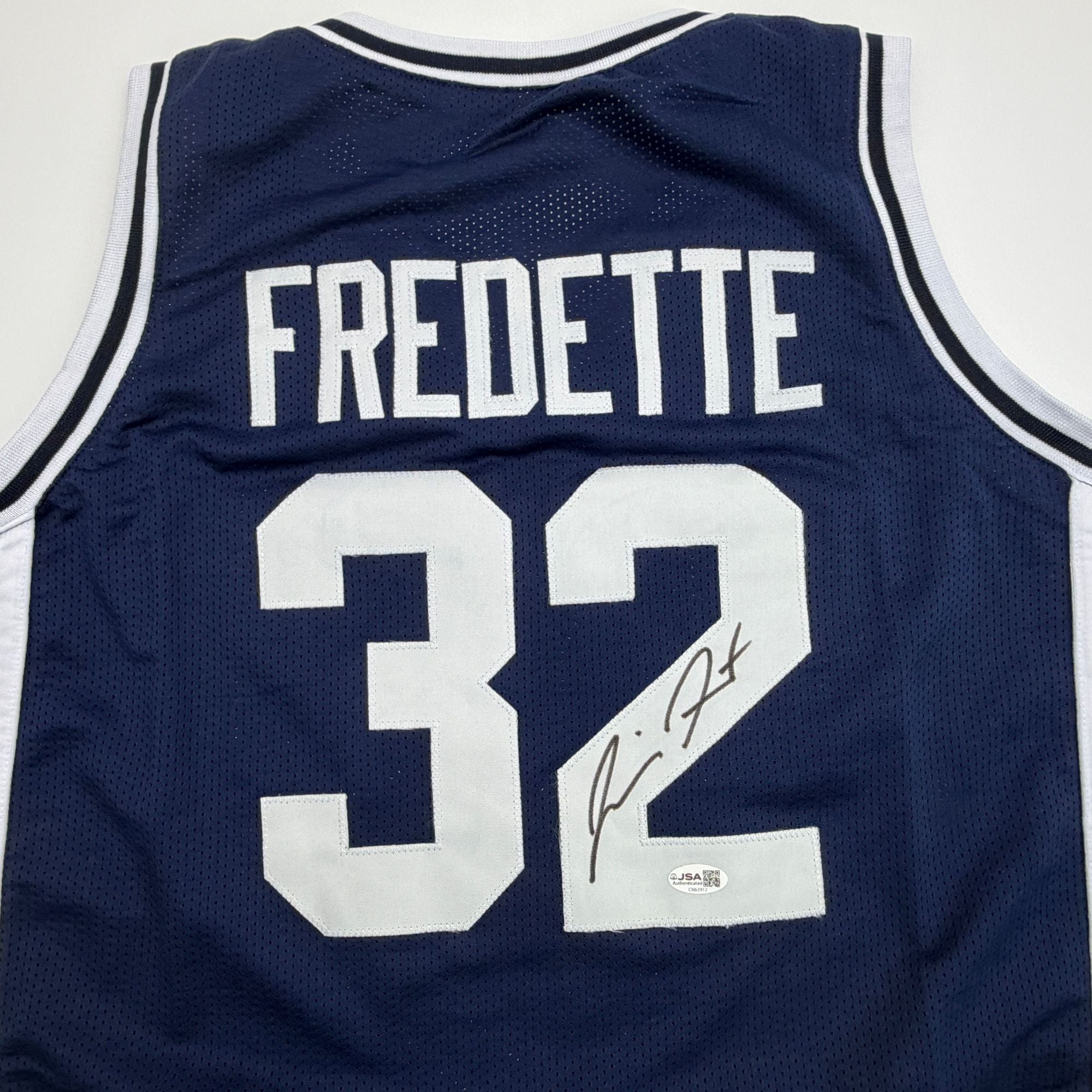 Autographed/Signed Jimmer Fredette BYU Blue College Basketball Jersey JSA COA