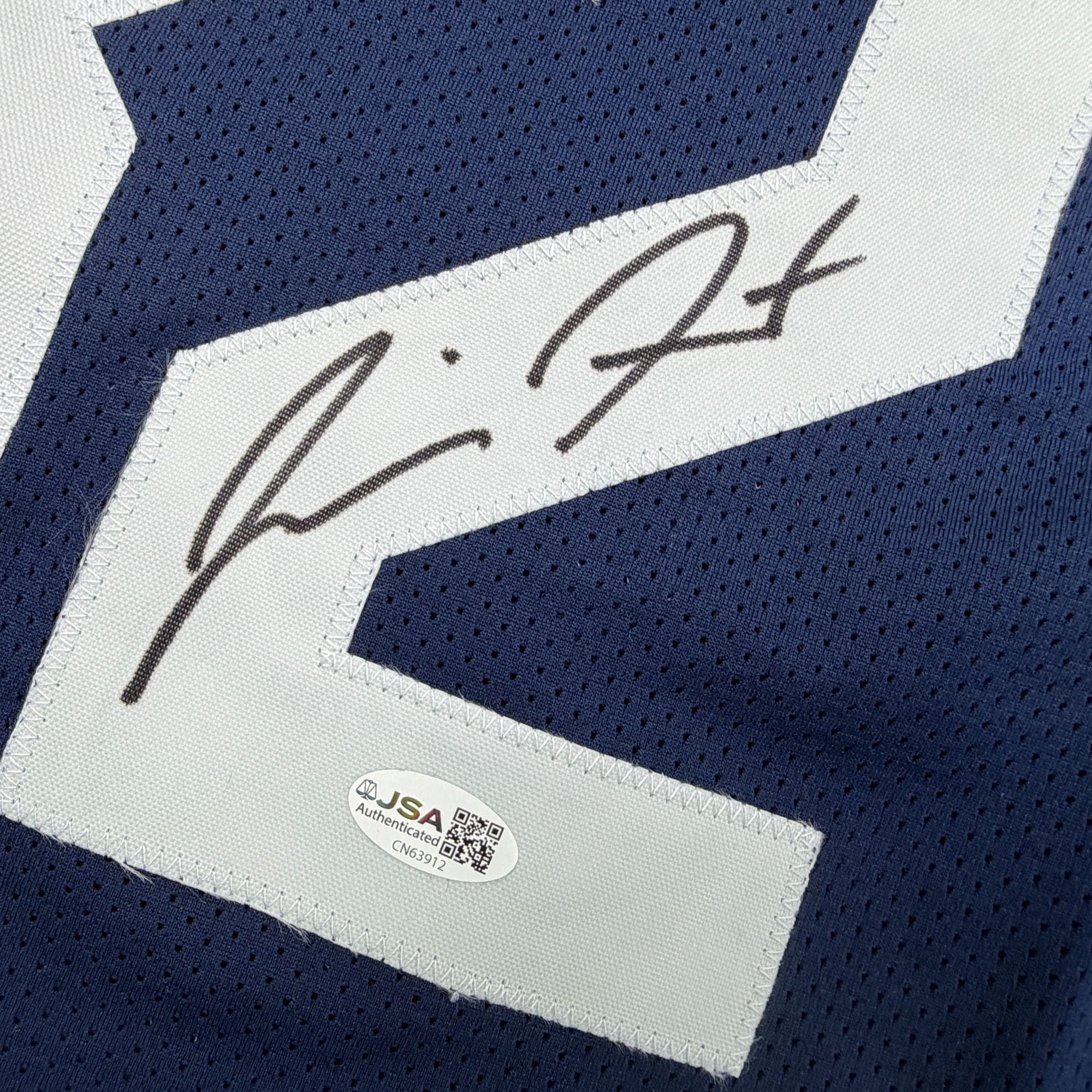 Autographed/Signed Jimmer Fredette BYU Blue College Basketball Jersey JSA COA