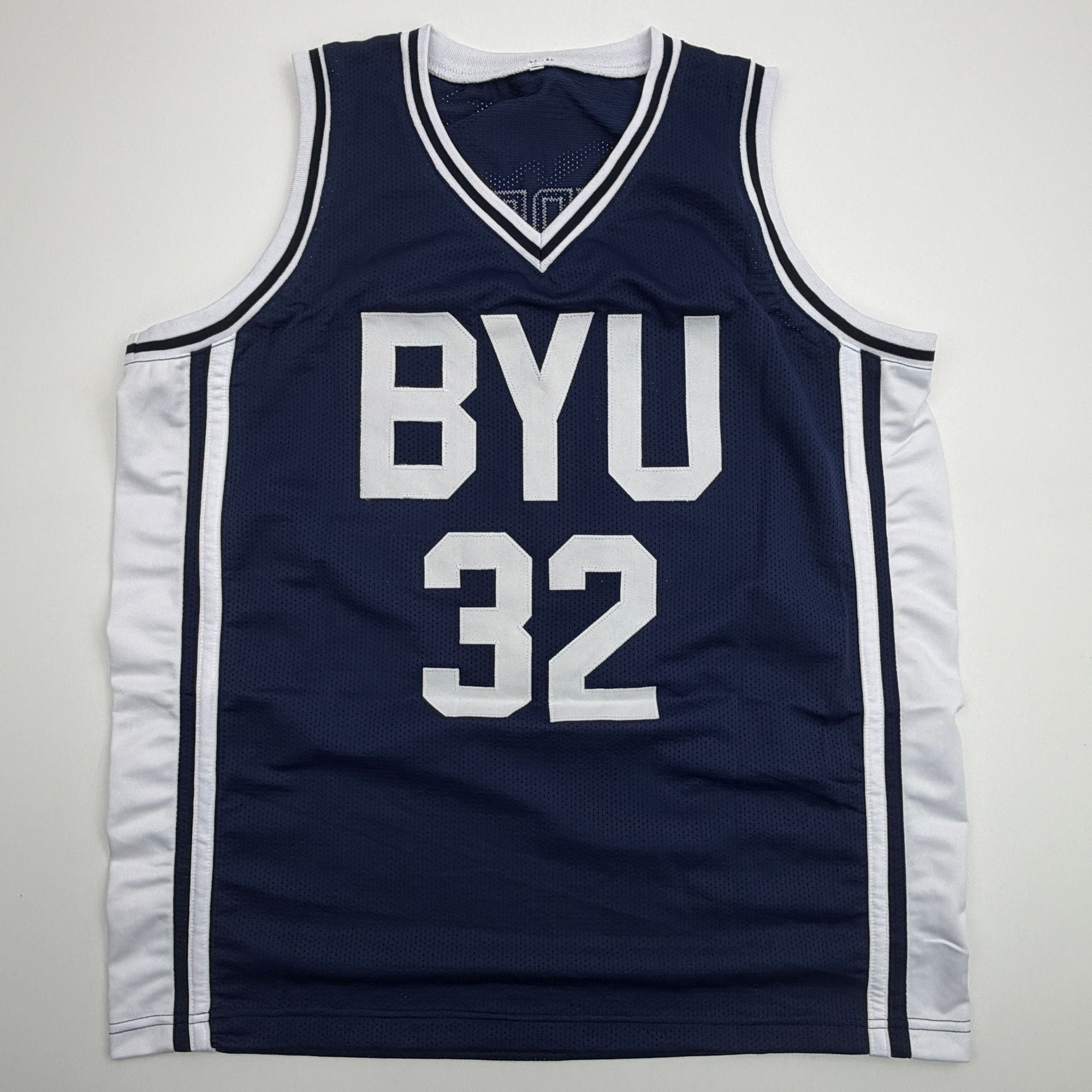 Autographed/Signed Jimmer Fredette BYU Blue College Basketball Jersey JSA COA