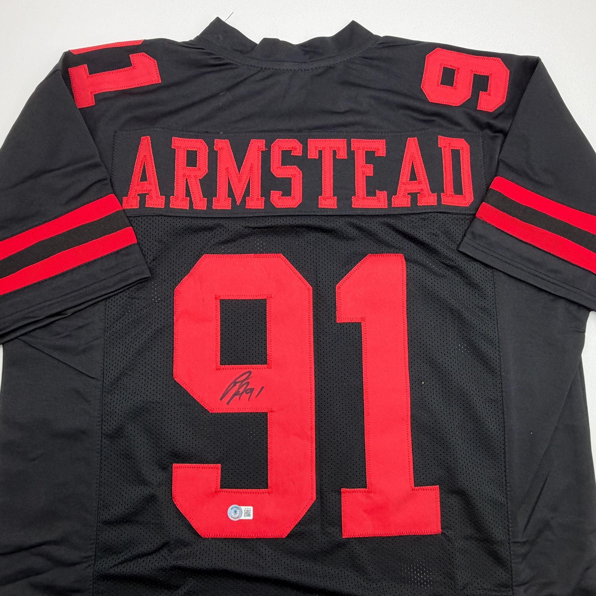 Autographed/Signed Arik Armstead San Francisco Black Football Jersey Beckett BAS COA