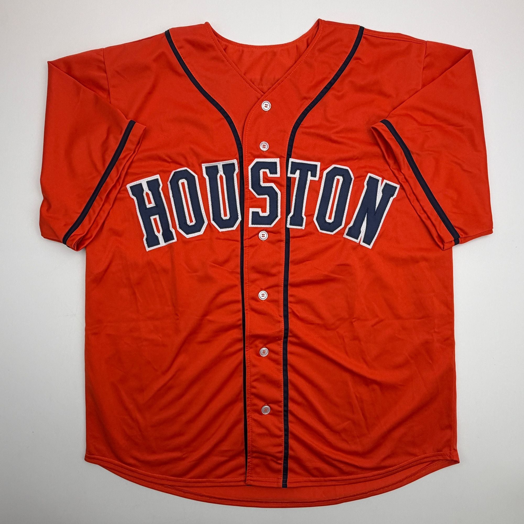 Autographed/Signed Cristian Javier Houston Orange Baseball Jersey Beckett BAS COA