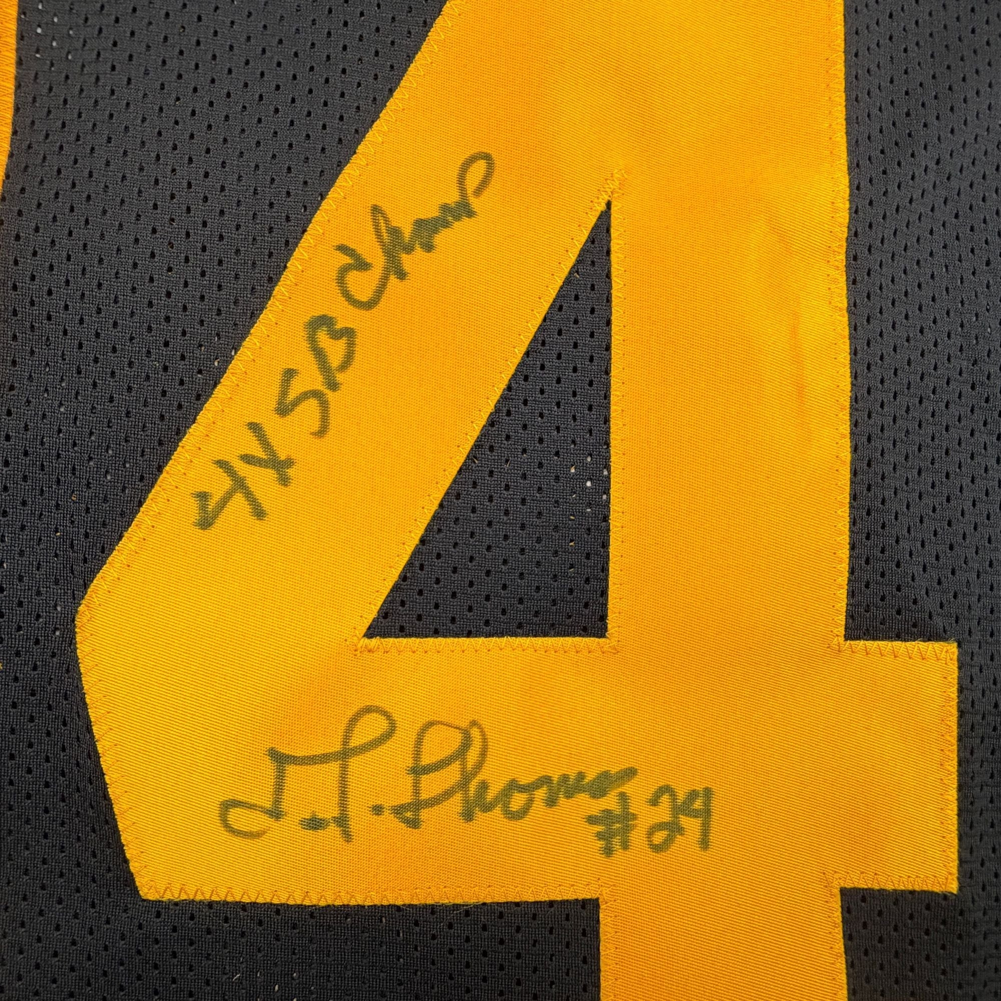 Autographed/Signed JT Thomas Pittsburgh Black Color Rush Football Jersey Beckett BAS COA