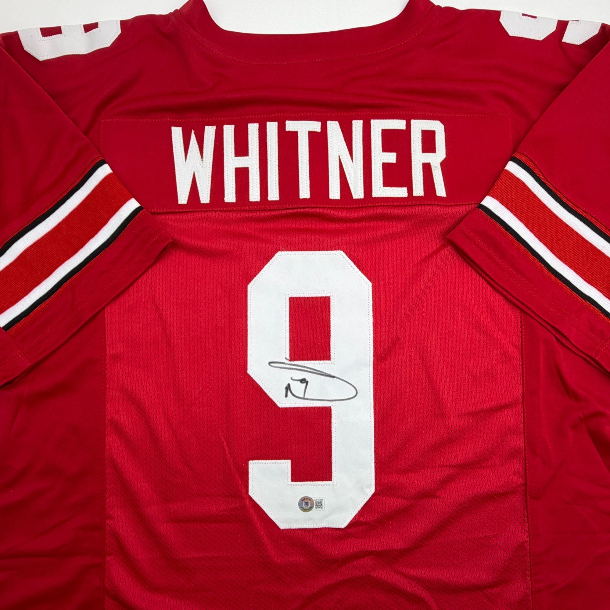 Autographed/Signed Donte Whitner Ohio State Red College Football Jersey Beckett BAS COA