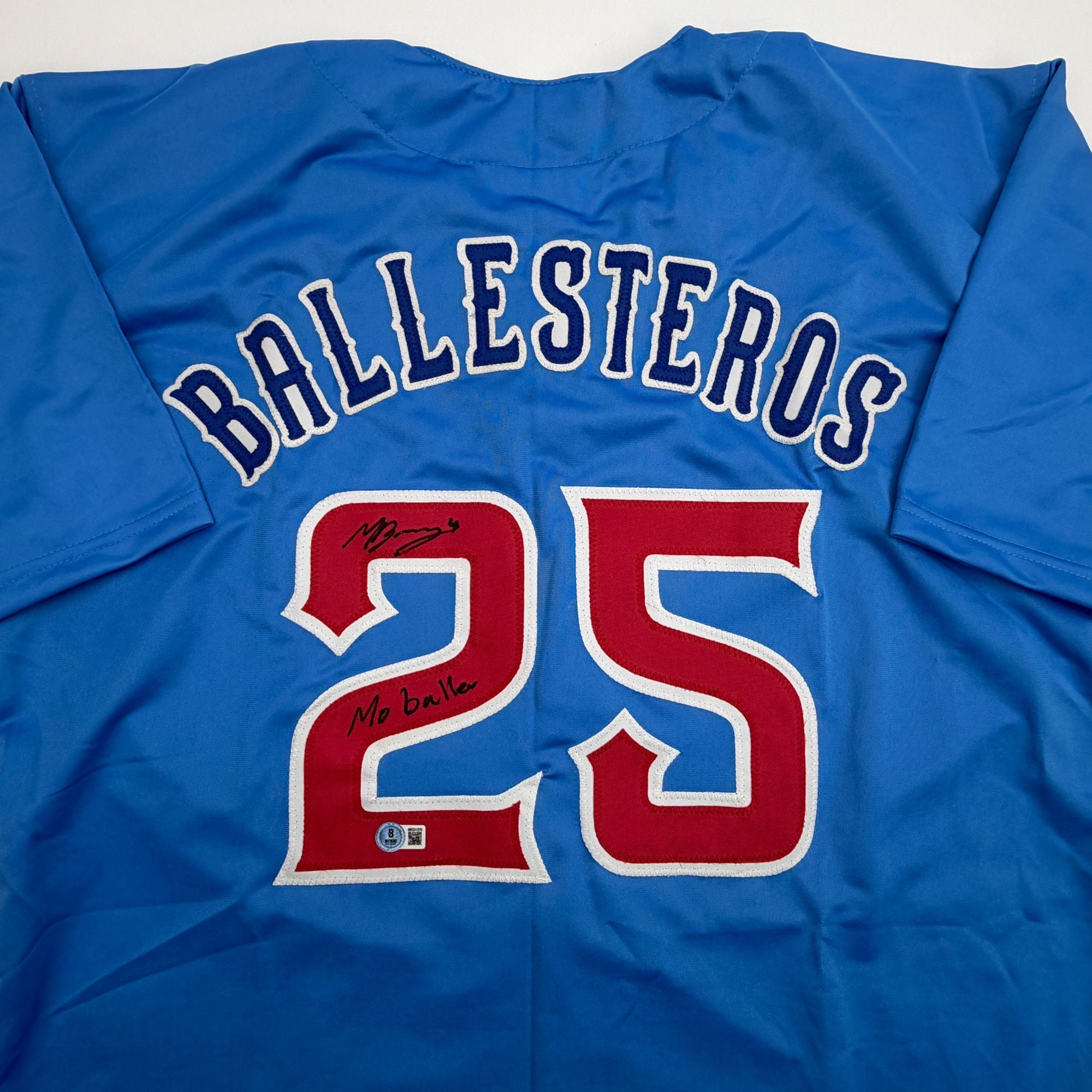 Autographed/Signed Moises Ballesteros Chicago Blue City Connect Baseball Jersey Beckett BAS COA
