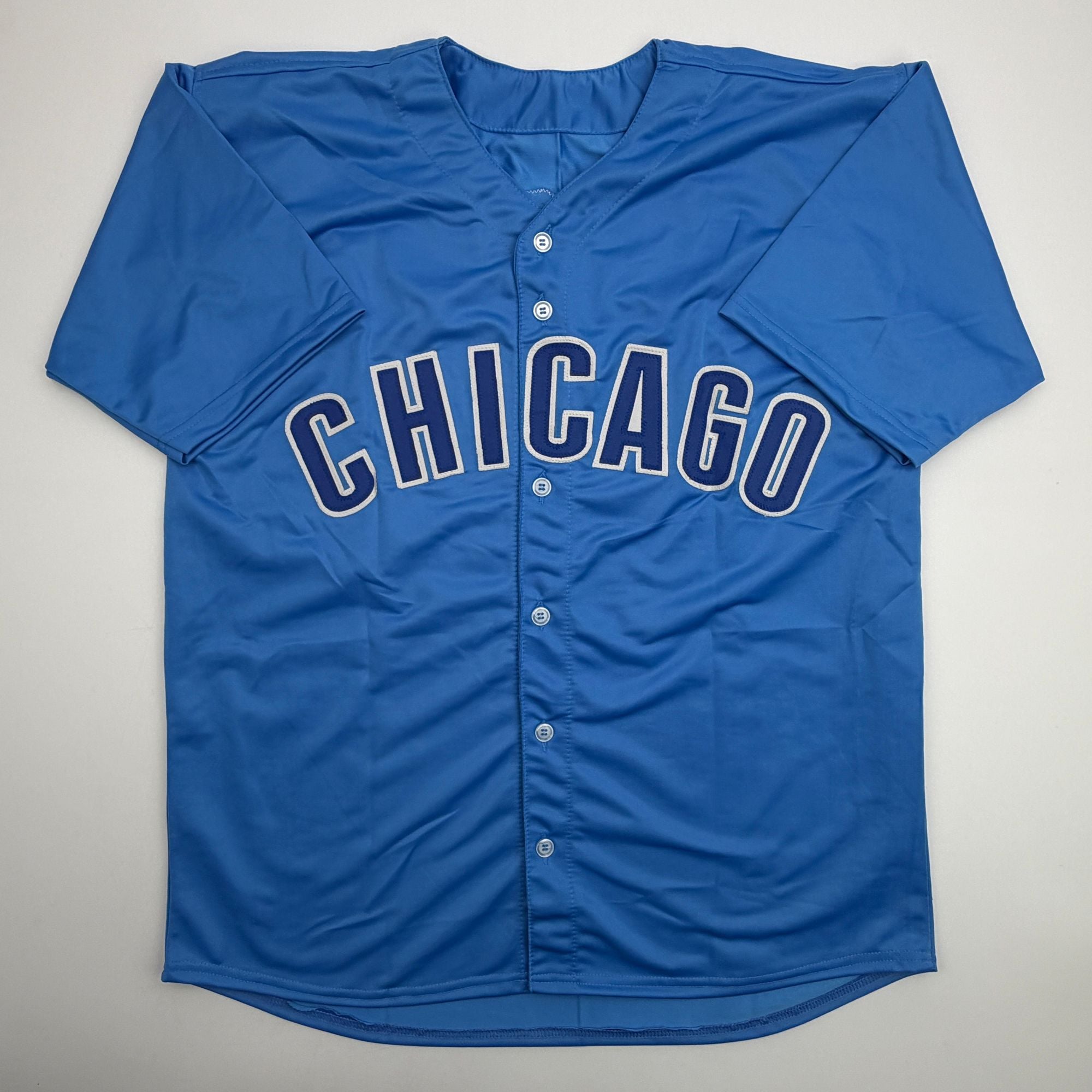 Autographed/Signed Moises Ballesteros Chicago Blue City Connect Baseball Jersey Beckett BAS COA