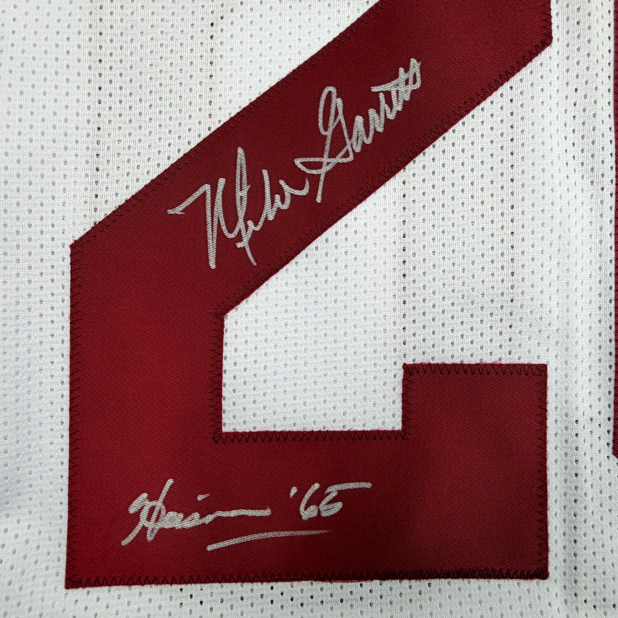 Autographed/Signed Mike Garrett Heisman 65 USC Southern Cal White College Football Jersey Beckett BAS COA