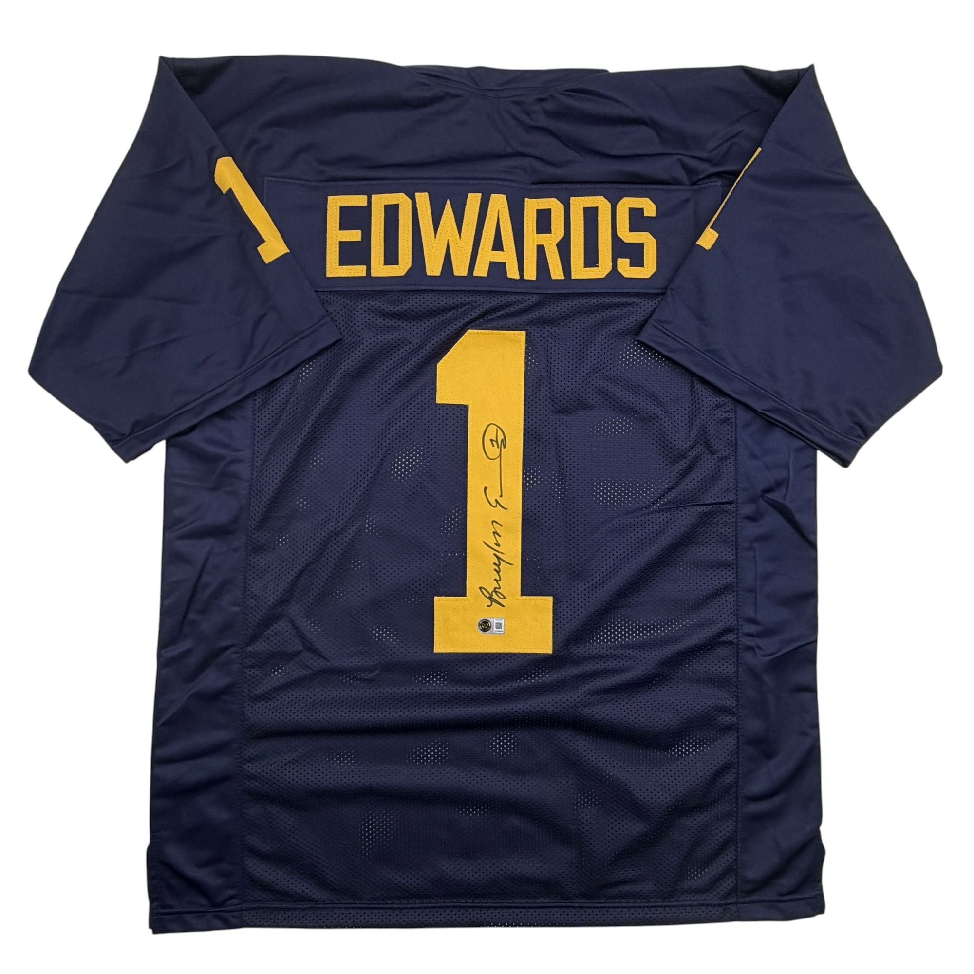 Autographed/Signed Braylon Edwards Michigan Blue College Football Jersey Beckett BAS COA