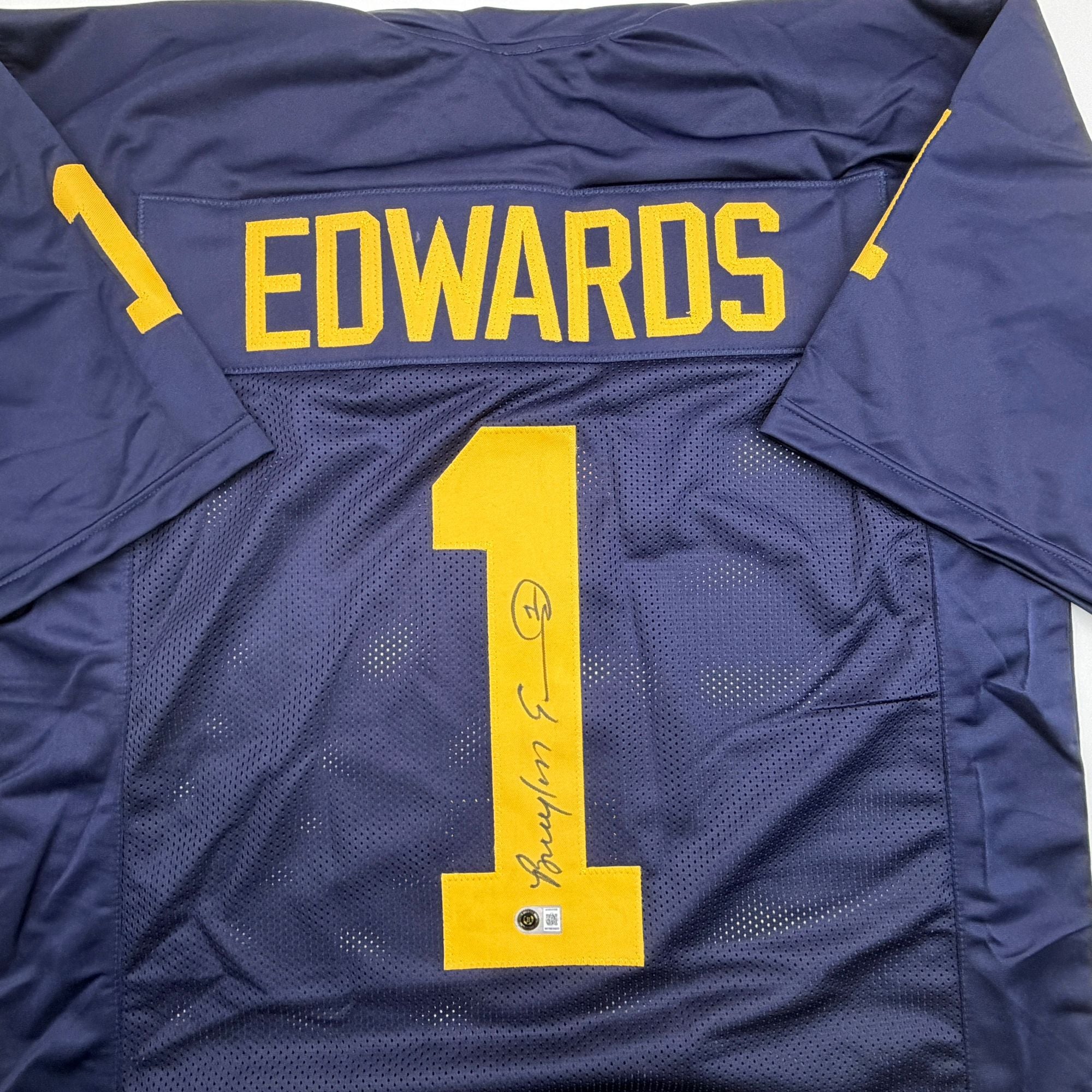 Autographed/Signed Braylon Edwards Michigan Blue College Football Jersey Beckett BAS COA