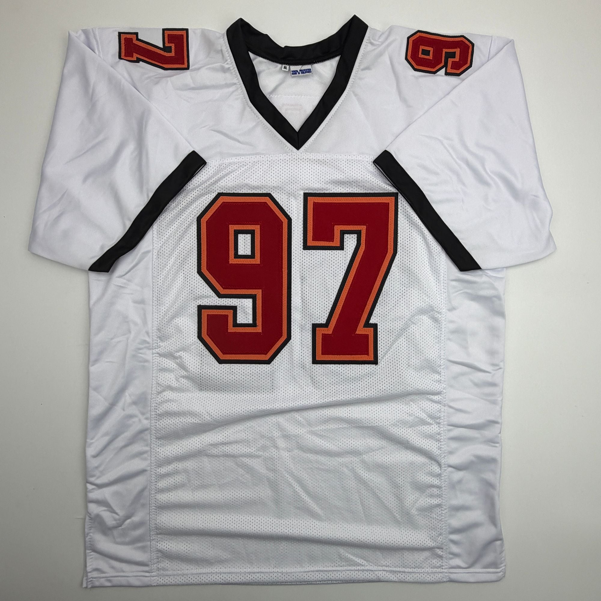 Autographed/Signed Simeon Rice Tampa Bay White Football Jersey JSA COA