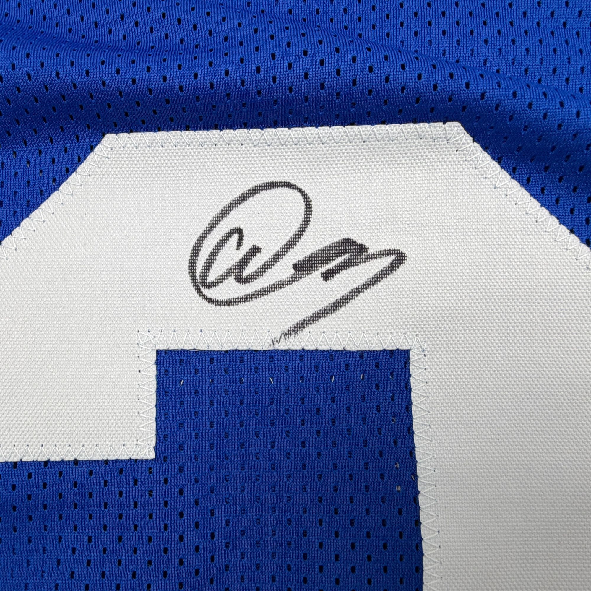 Autographed/Signed Abdul Carter New York #3 Blue Football Jersey Beckett BAS COA