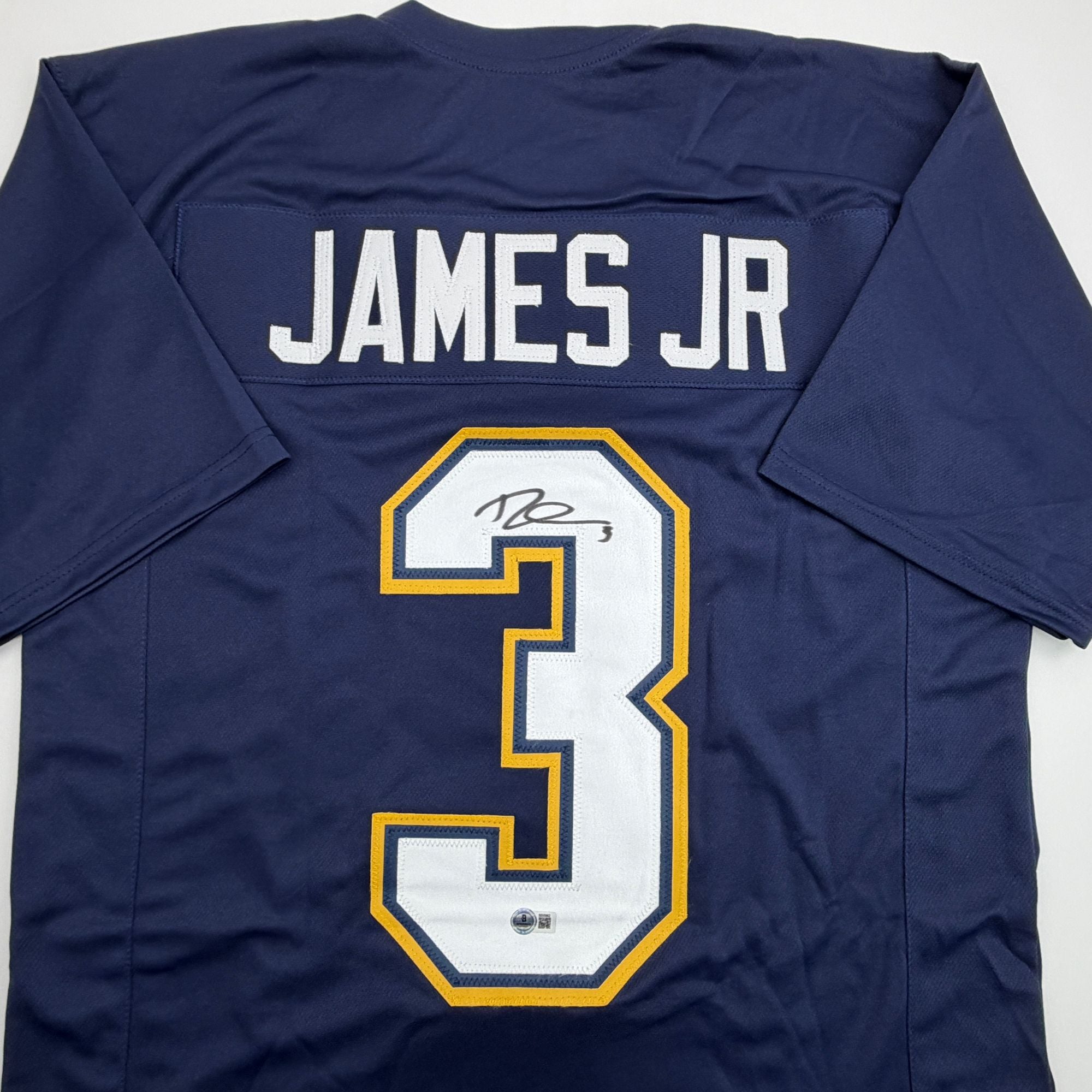 Autographed/Signed Derwin James Los Angeles San Diego Navy Blue Football Jersey Beckett BAS COA