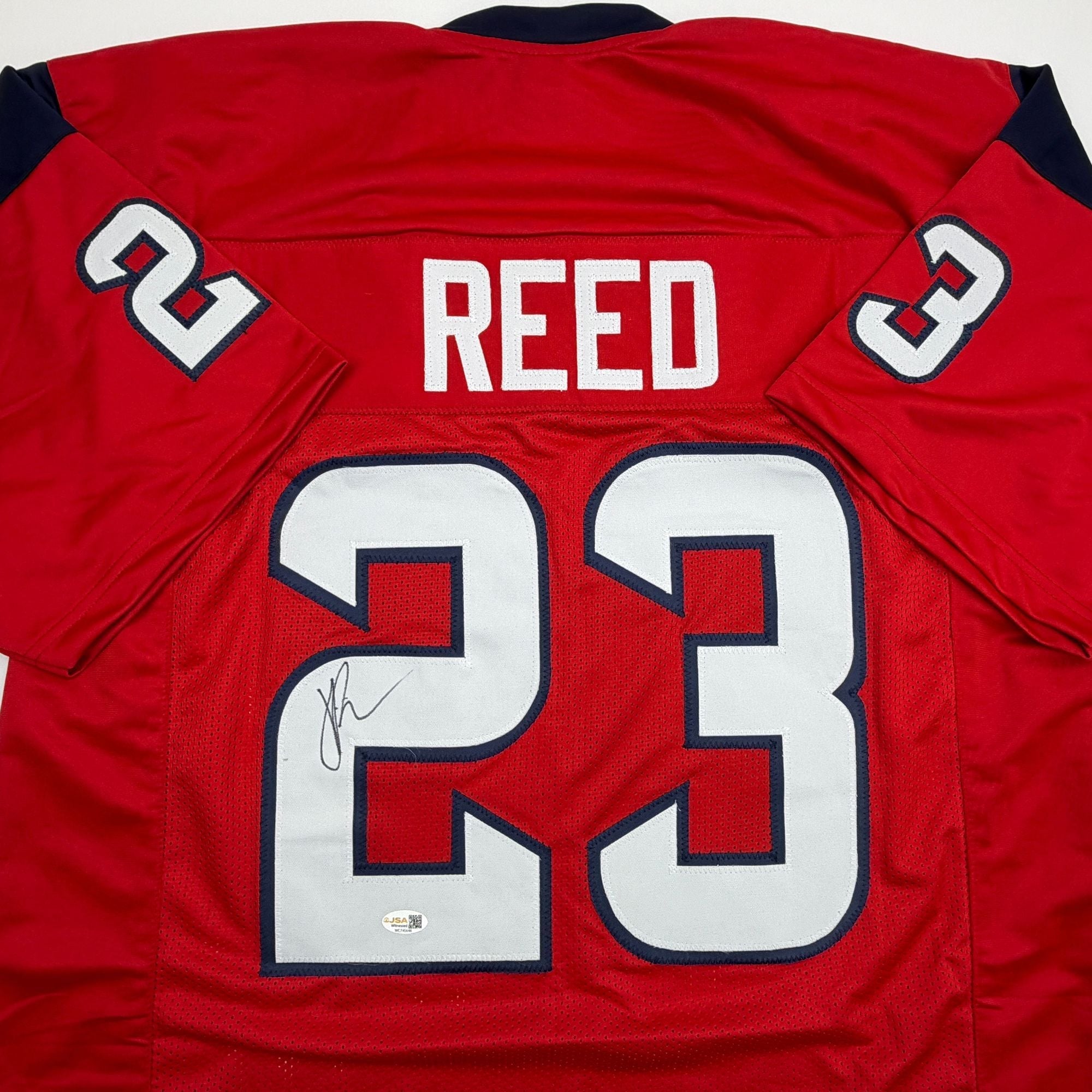 Autographed/Signed Jaylen Reed Houston Red Football Jersey JSA COA