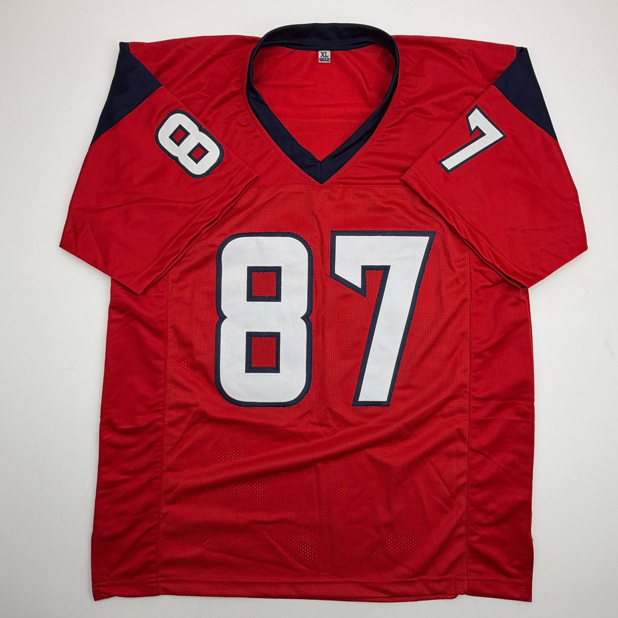 Autographed/Signed Cade Stover Houston Red Football Jersey JSA COA
