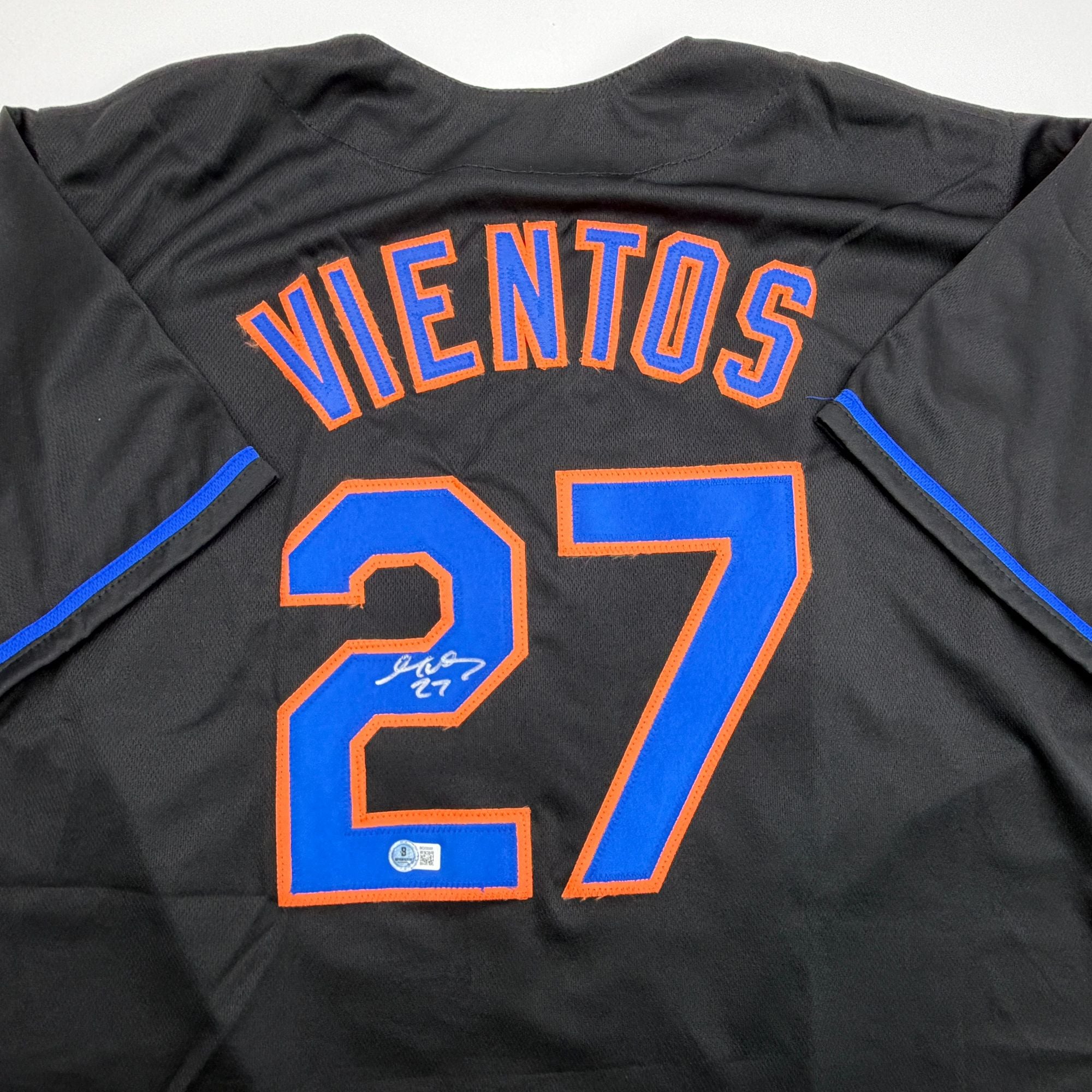 Autographed/Signed Mark Vientos New York Black Baseball Jersey Beckett BAS COA