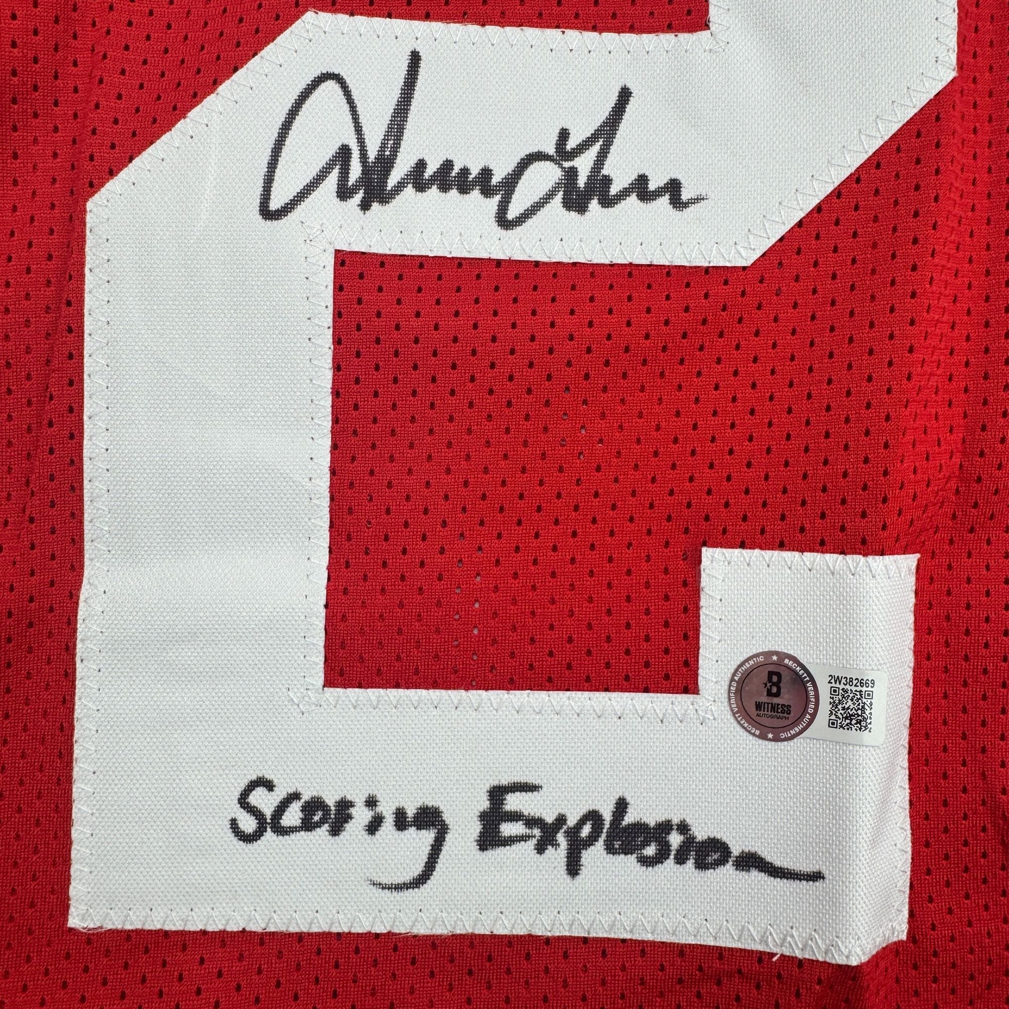 Autographed/Signed Irving Fryar "Scoring Explosion" Nebraska Red College Football Jersey Beckett BAS COA