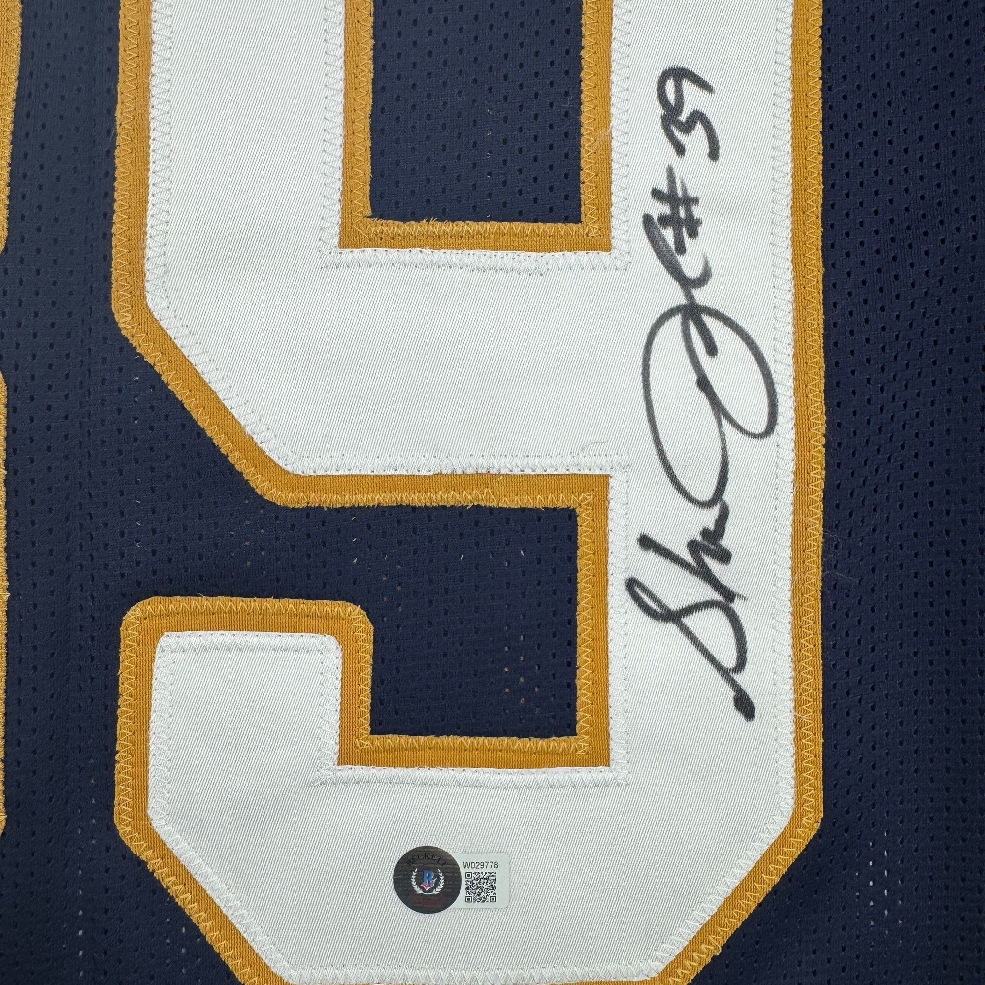 Autographed/Signed Steven Jackson St. Louis Dark Blue Football Jersey Beckett BAS COA