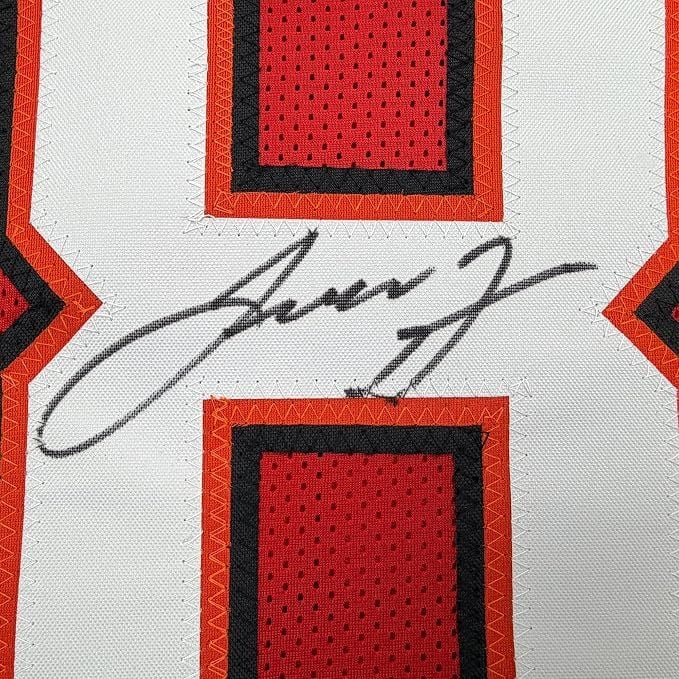 Framed Autographed/Signed Leonard Fournette 35x39 Tampa Bay Red Football Jersey Beckett BAS COA