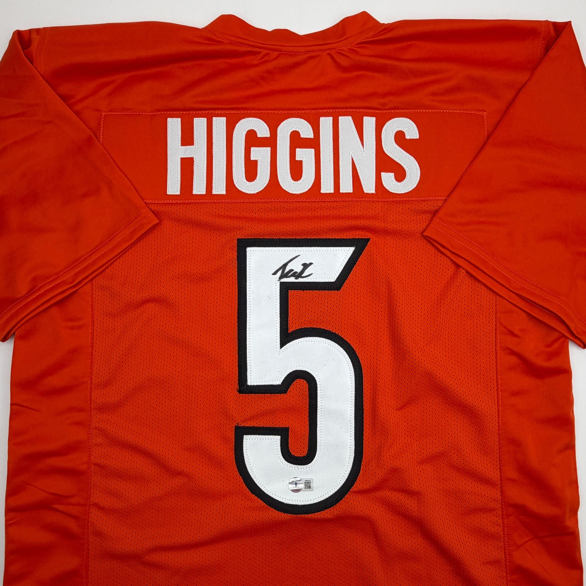 Autographed/Signed Tee Higgins Cincinnati Orange Football Jersey Beckett BAS COA
