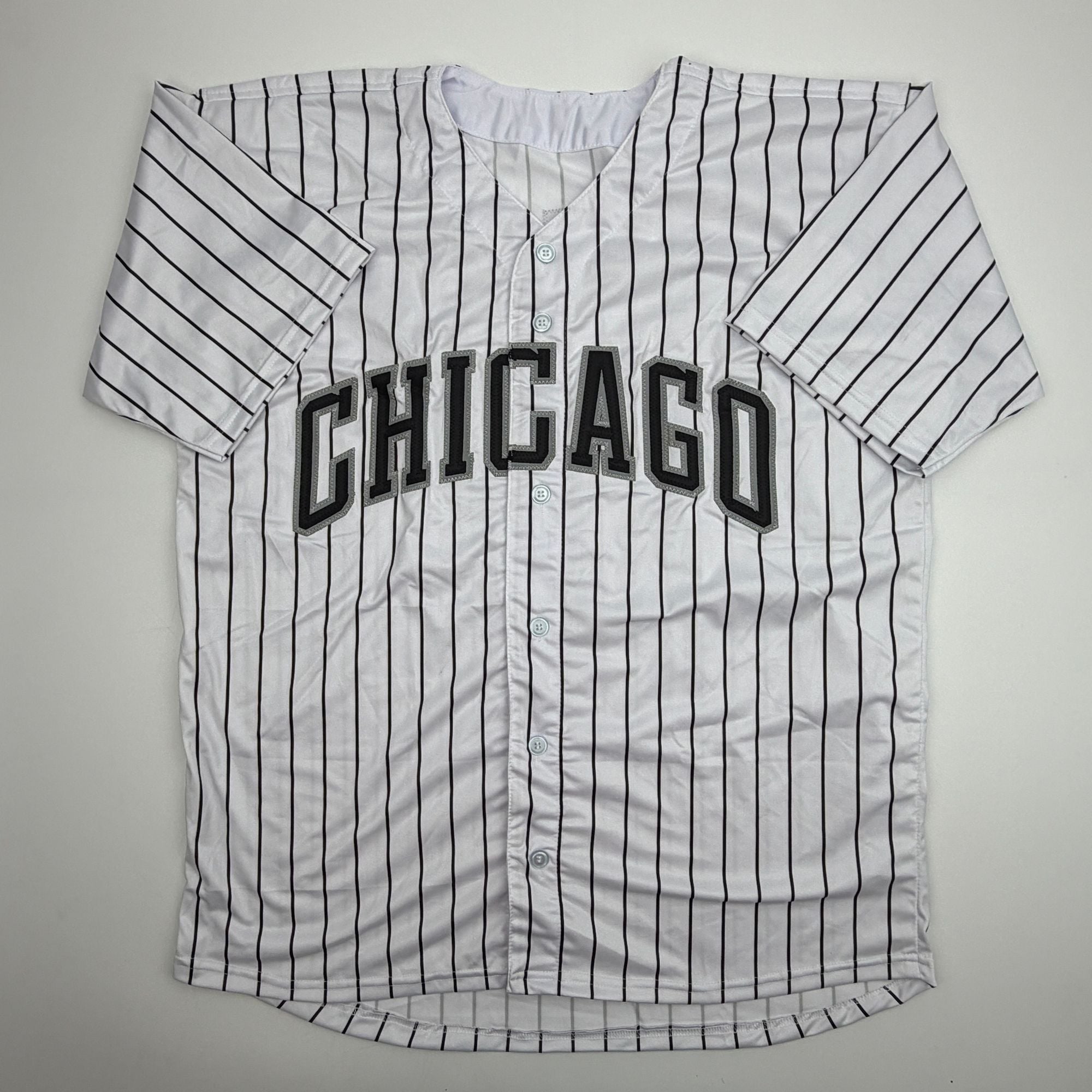 Autographed/Signed Sam Antonacci Chicago Pinstripe Baseball Jersey Beckett BAS COA