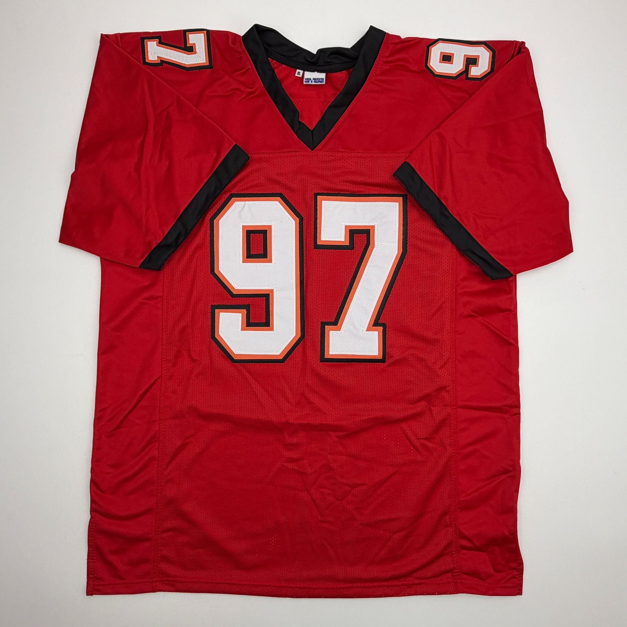 Autographed/Signed Simeon Rice Tampa Bay Red Football Jersey JSA COA