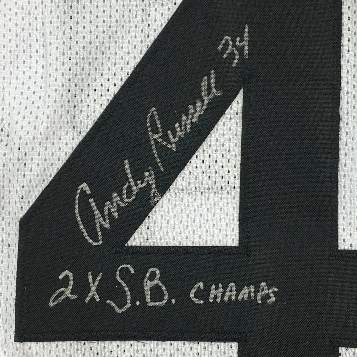 Autographed/Signed Andy Russell 2x SB Champs Pittsburgh White Football Jersey JSA COA