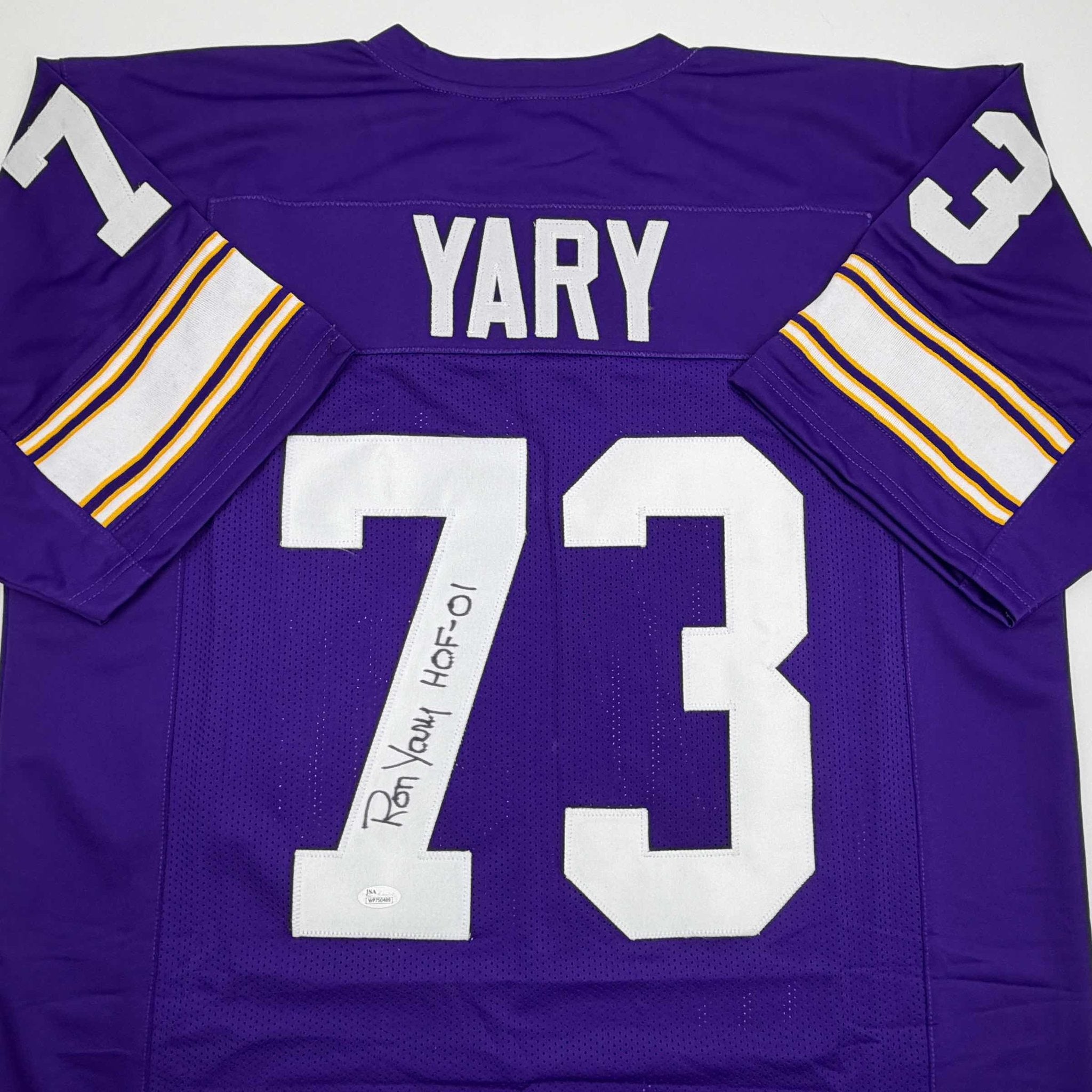 Autographed/Signed Ron Yary HOF 01 Minnesota Purple Football Jersey JSA COA