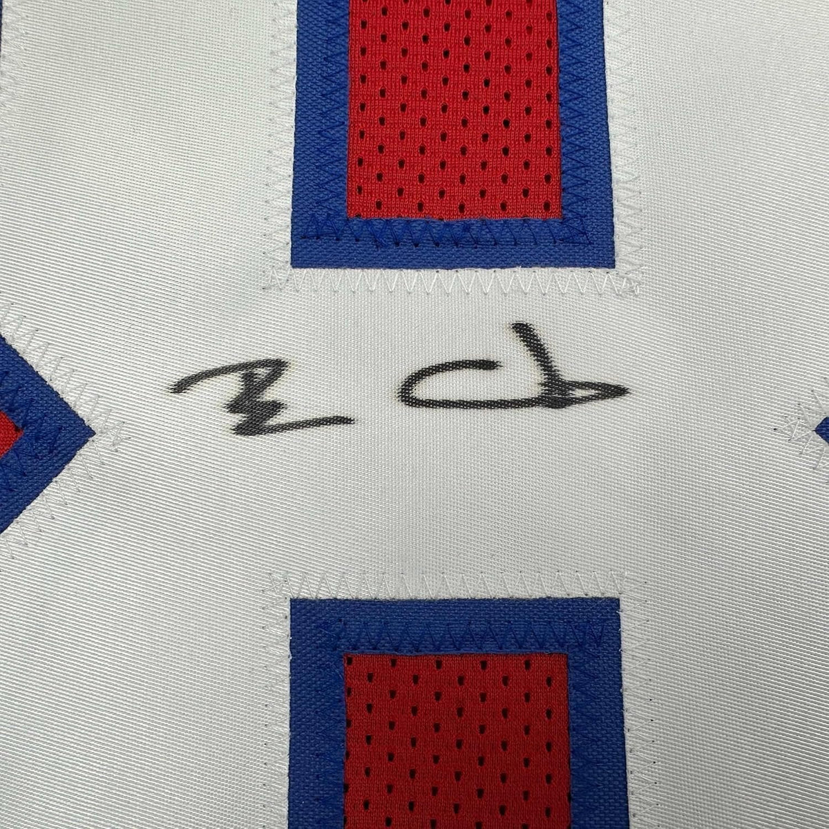 Framed Autographed/Signed Ben Coates 35x39 New England Red Football Jersey JSA COA