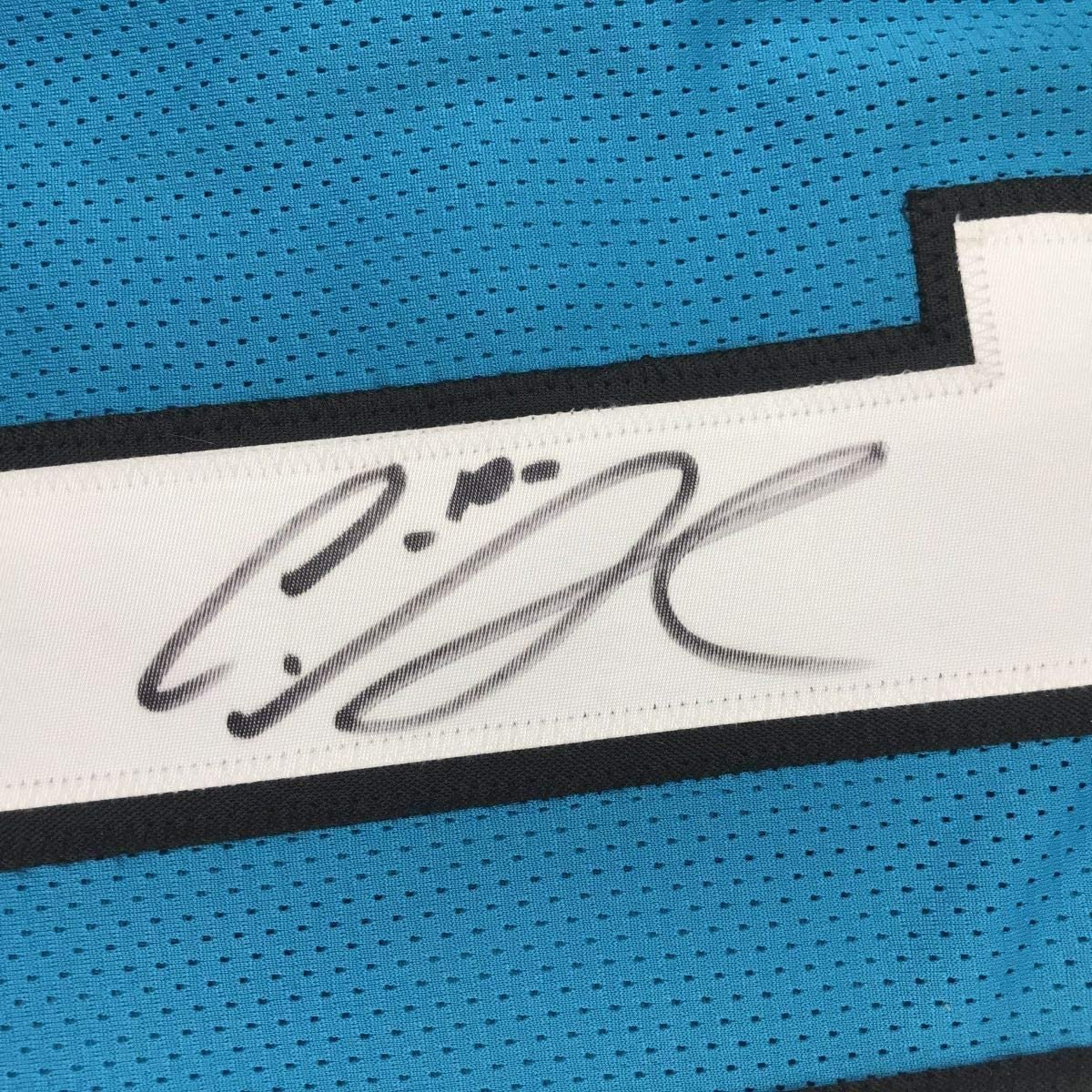 Framed Autographed/Signed Curtis Samuel 35x39 Carolina Blue Football Jersey JSA COA