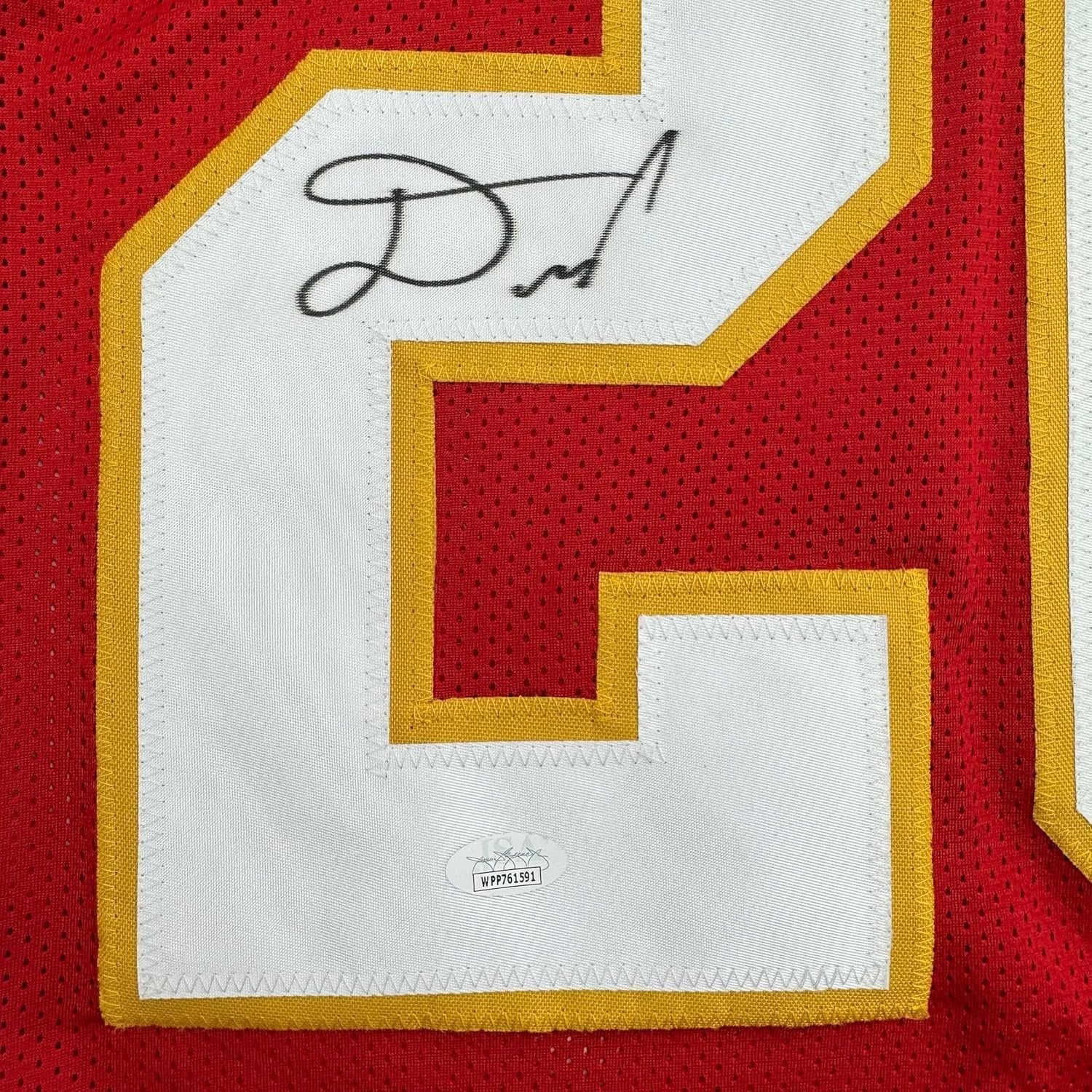 Framed Autographed/Signed Damien Williams 35x39 Kansas City Red Football Jersey JSA COA
