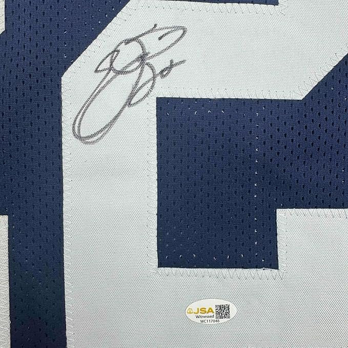 Framed Autographed/Signed Emmitt Smith 35x39 Dallas Thanksgiving Football Jersey Beckett BAS COA