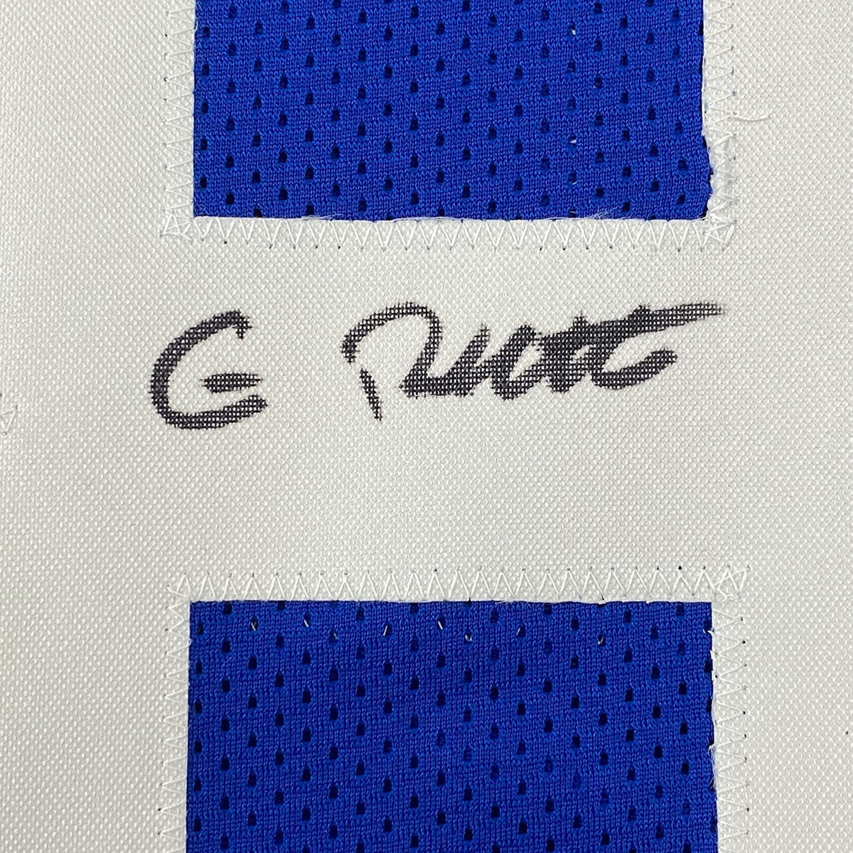Framed Autographed/Signed Gary Brackett 35x39 Indianapolis Blue Football Jersey JSA COA