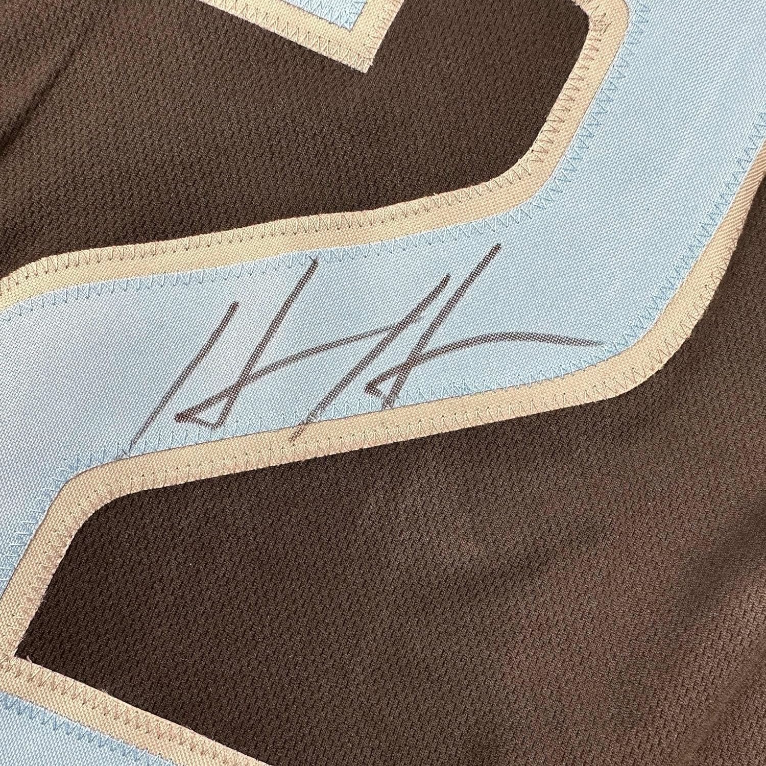 Framed Autographed/Signed Hendon Hooker 35x39 Detroit Black Football Jersey JSA COA