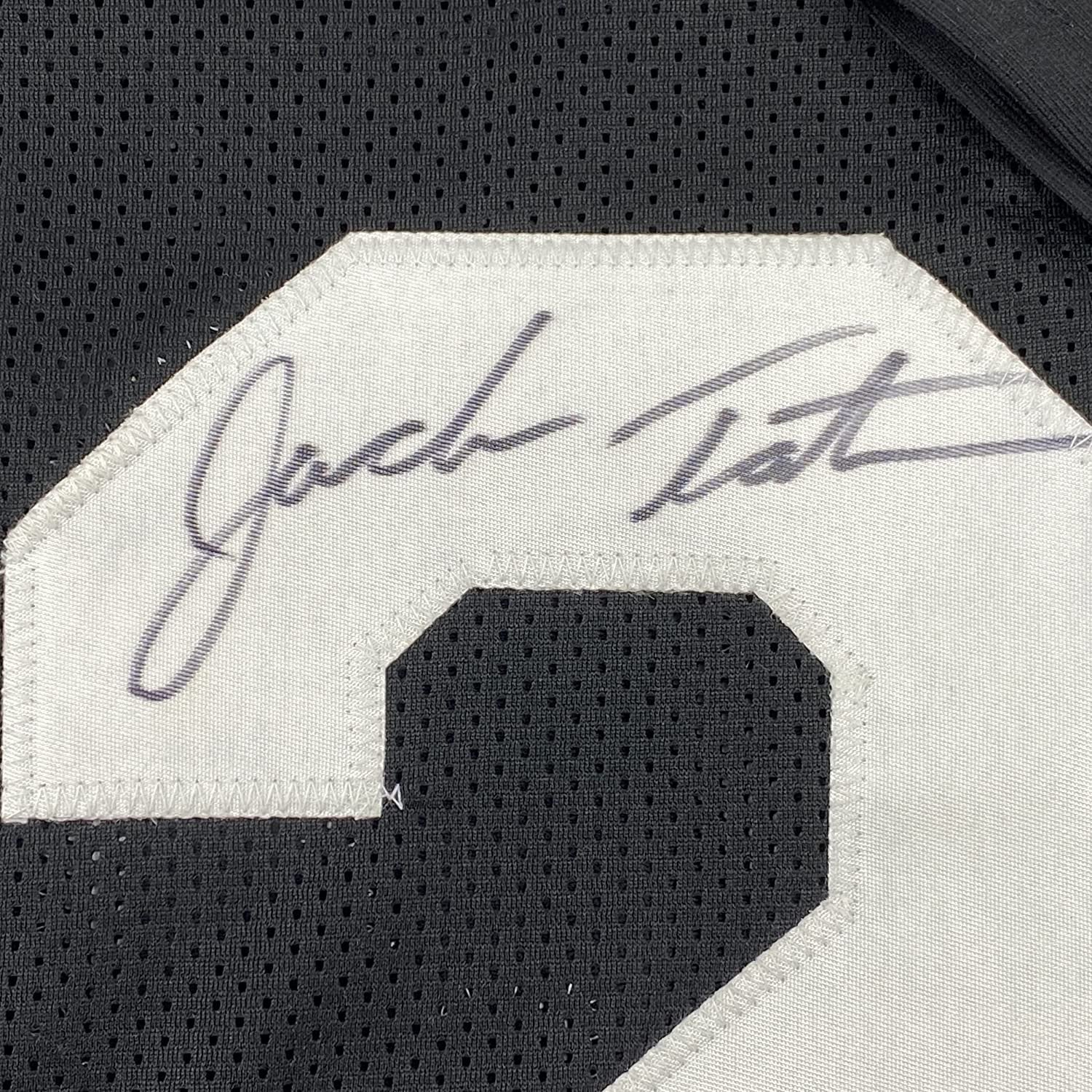 Framed Autographed/Signed Jack Tatum 35x39 Oakland Black Football Jersey JSA COA #2